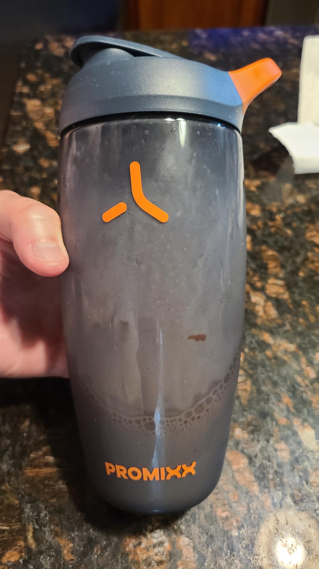 Promixx Pursuit Protein Shaker Bottle - 26oz Silent Snap-Fit Mixer for Lump-Free Shakes - Leak-Proof BPA-Free Ecozen Gym Shaker with Measurement Marks for Fitness and Travel - Midnight Blue customer photo 1