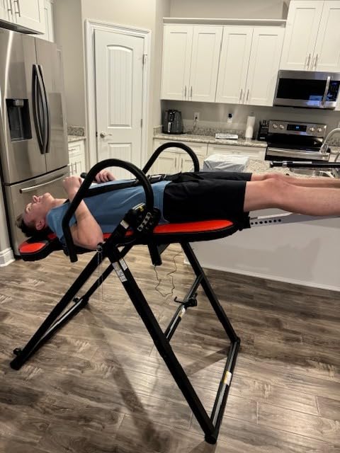 YOLEO Gravity Inversion Table for Back Pain Relief 2026 New Inversion Table | Back Stretcher Machine w/ Heat and Massage Lumbar pad, Reversible Ankle Holders, 300 lbs, Easy to Assemble customer photo 2
