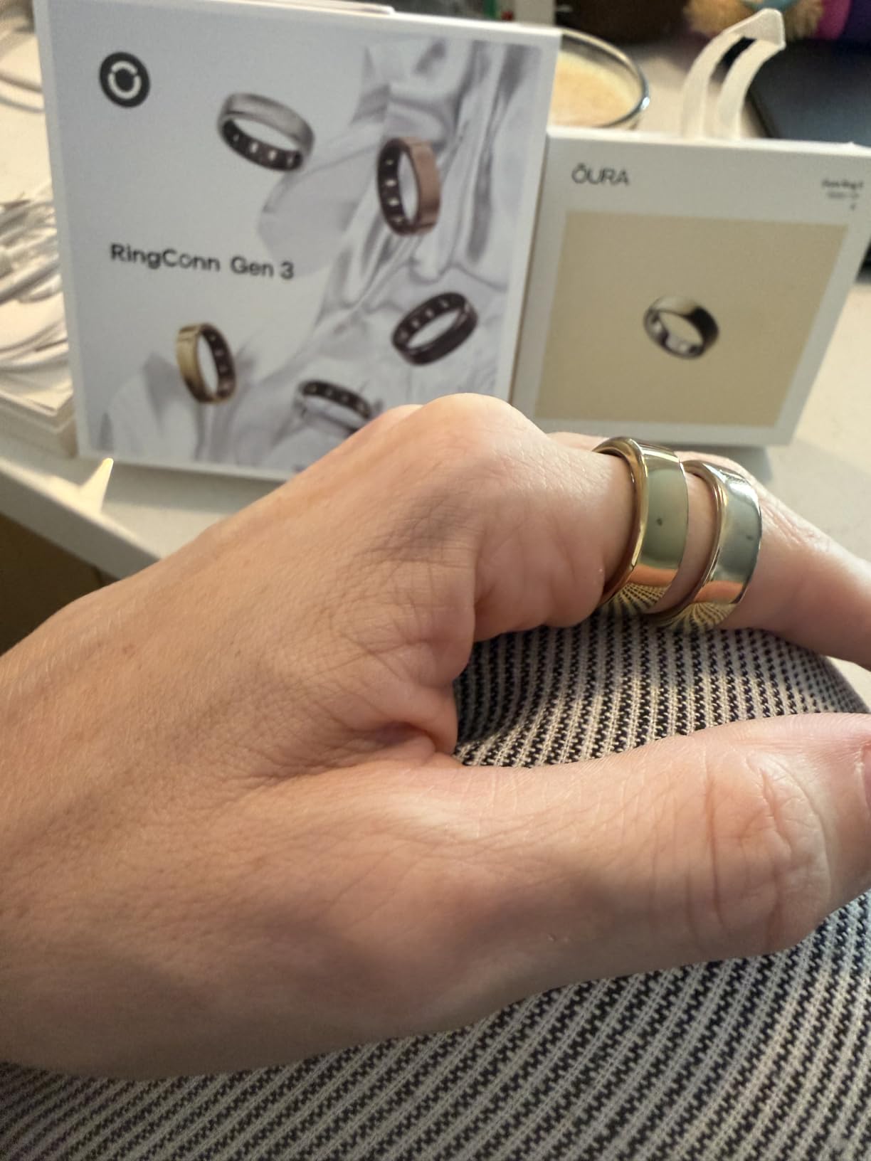 RingConn Gen 3, World's First Smart Ring with Vascular Trends, No App Subscription, Vibration Alerts, Sleep, Fitness & Heart Rate, 14-Day Battery Life, Size Before You Buy(Size 7, Royal Gold) customer photo 2
