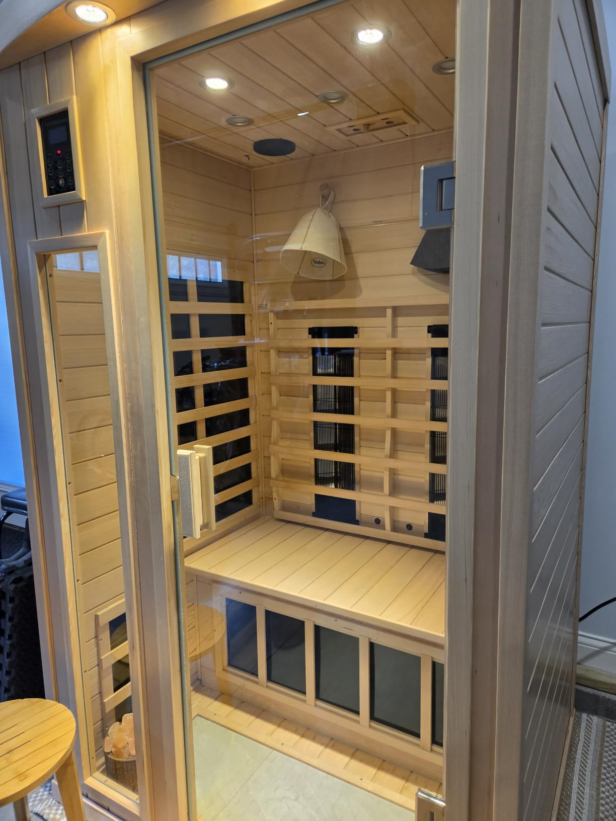 Kanlanth 1 Person Far Infrared Sauna, Low EMF Indoor Dry Home Sauna, 950W | Bluetooth Speakers, LED Reading Light, 36.6