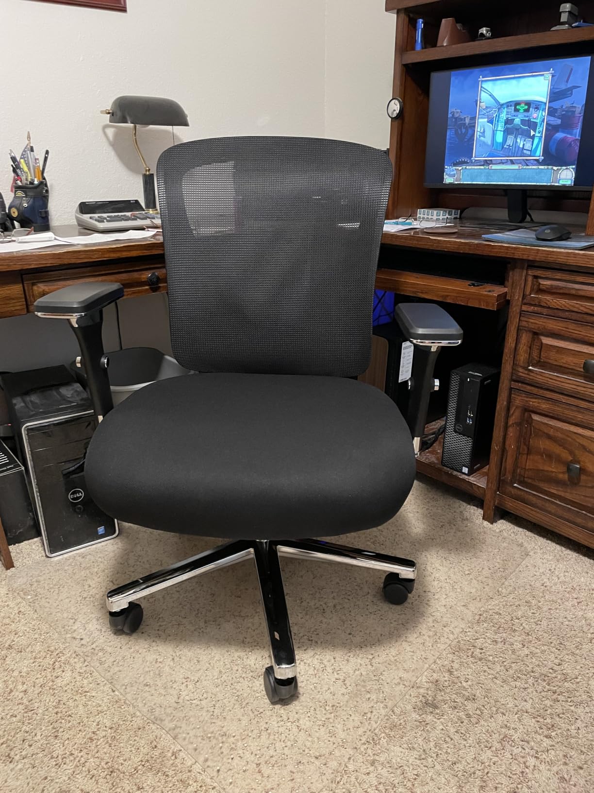 DUMOS Big and Tall Office Desk Chair, 500lbs Heavy Duty Mesh Chair | Ergonomic 4D Armrest, Comfortable Lumbar Support, Wide Seat, 360 Degree Swivel Rolling Wheels, Adult, Black customer photo 1