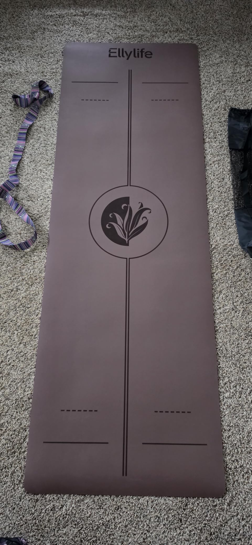Yoga Mat - Non Slip Natural Rubber Yoga Mat, Alignment Lines, Ultimate Grip | Anti-Tear, Durable & Thick 5mm, Skin-Friendly with Free Carry Strap, Bag, for Yoga, Pilates Fitness and Floor Exercises customer photo 2