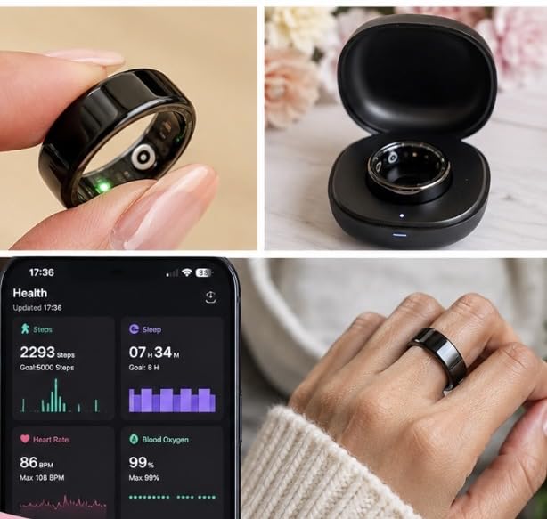 Smart Ring for Women Men, Fitness Tracker Ring with Heart Rate, Sleep Monitoring, Blood Oxygen, Step Counting for iOS and Android, No Subscription Fee, Waterproof(Silver, 9) customer photo 1