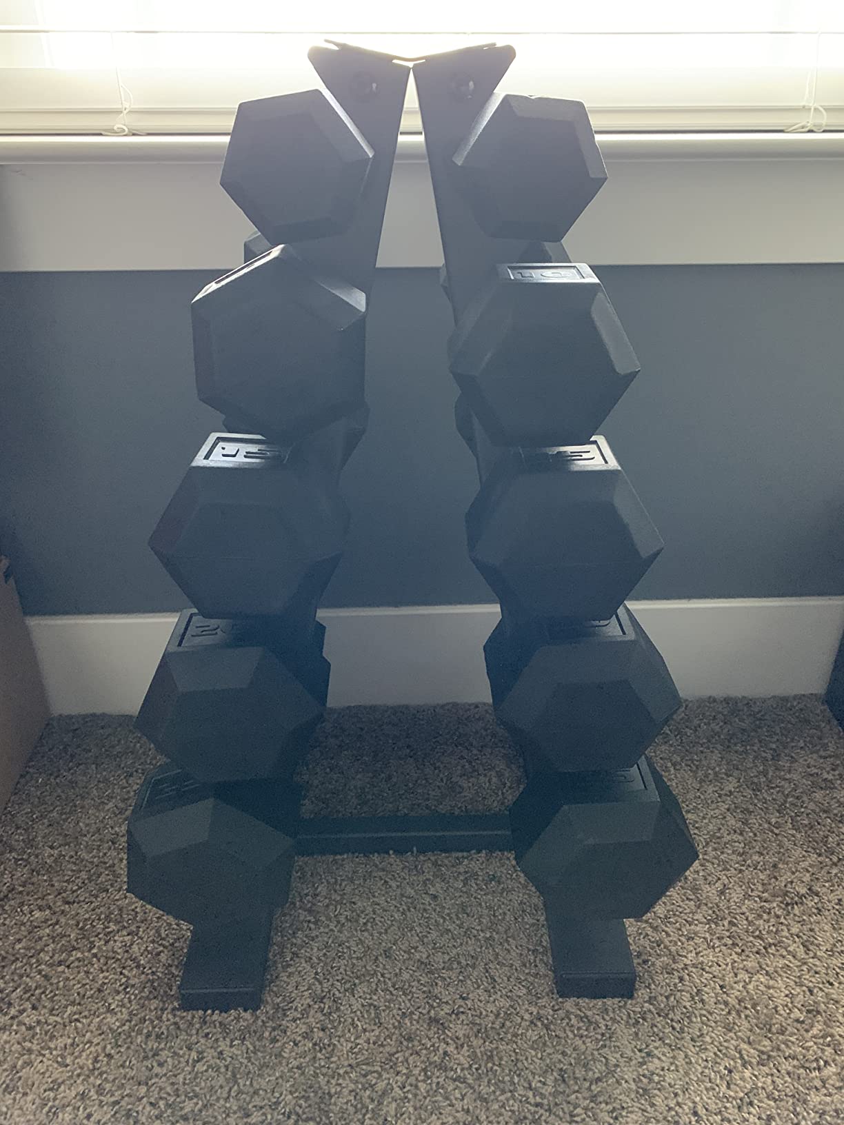 CAP Rubber Coated Hex Dumbbell Set with Storage Rack | 100-210 lb Options, Space-Saving Vertical Compact Storage for Home Gym Strength Training customer photo 1