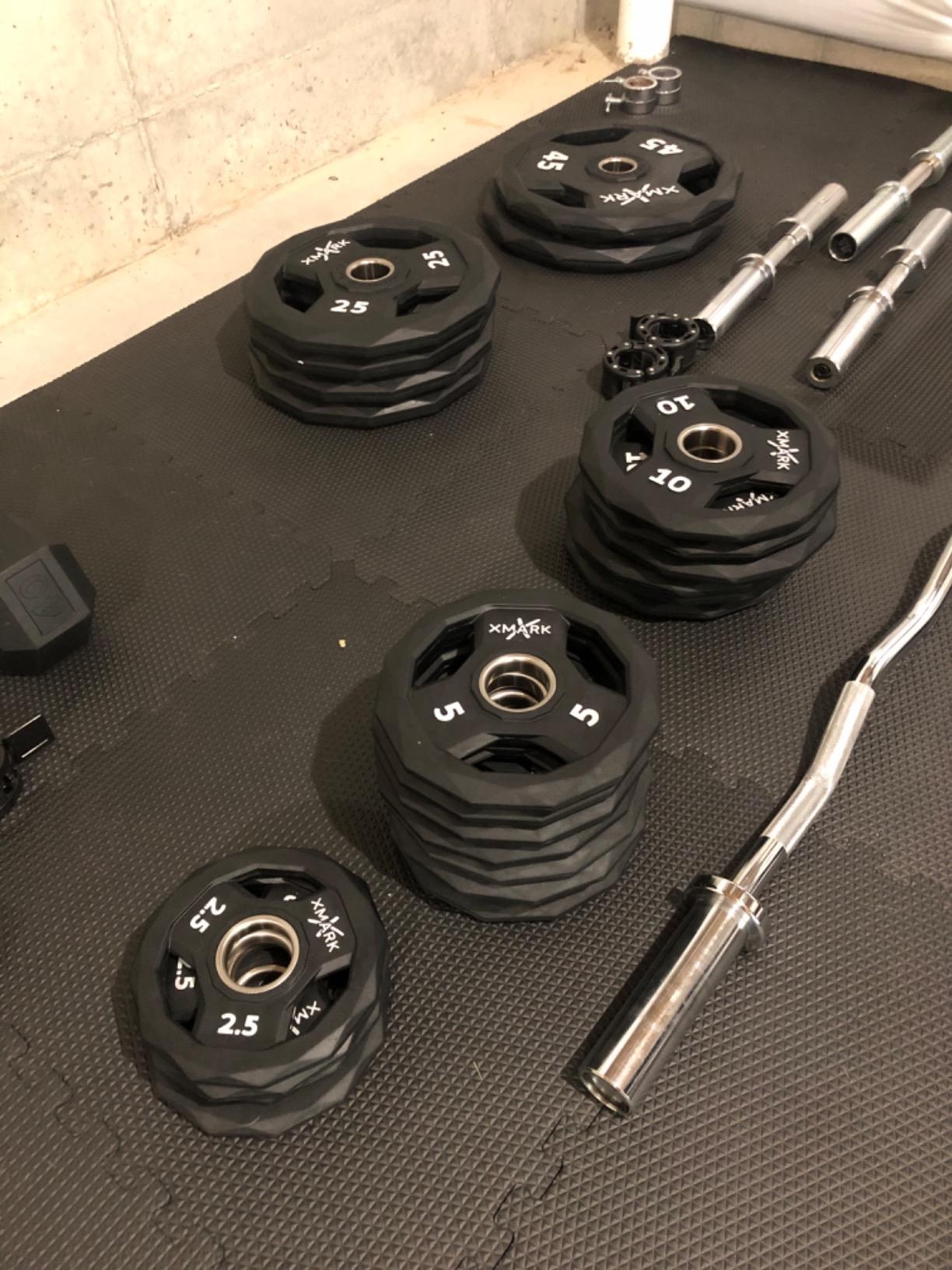 XMARK Black Diamond Olympic Weight Plates 2-Inch, Rubber Barbell Plates with Tri-Grip Handles for Home Gym Strength Training customer photo 1