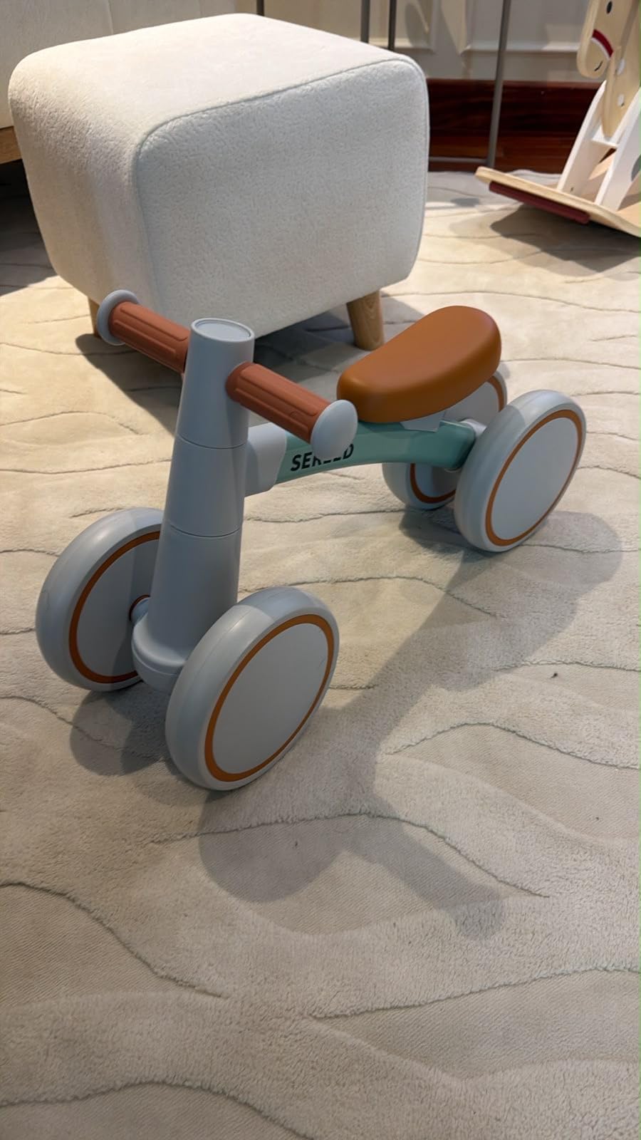 SEREED Baby Balance Bike for 1 Year Old Boy Girl, First Birthday Gift Toy | 12-24 Months Toddler Bike, First Learning Ride on Toys, 4 Silent Wheels Indoor Outdoor Baby Walker, Green customer photo 1