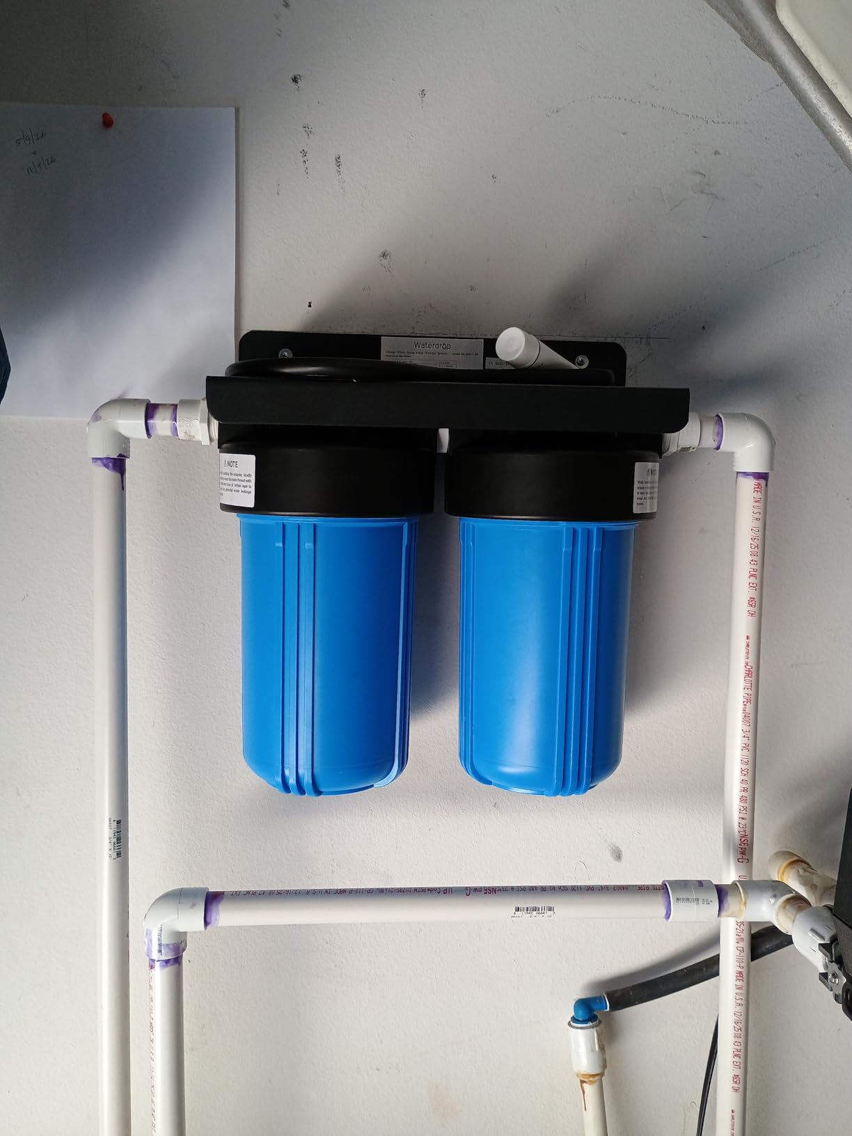 Waterdrop WHF21-PG 2-Stage Whole House Water Filter System, 5 Micron | Highly Reduces Lead, Chlorine, Odor and Taste, 5-Stage Filtration, with Carbon Filter and Sediment Filter, 1