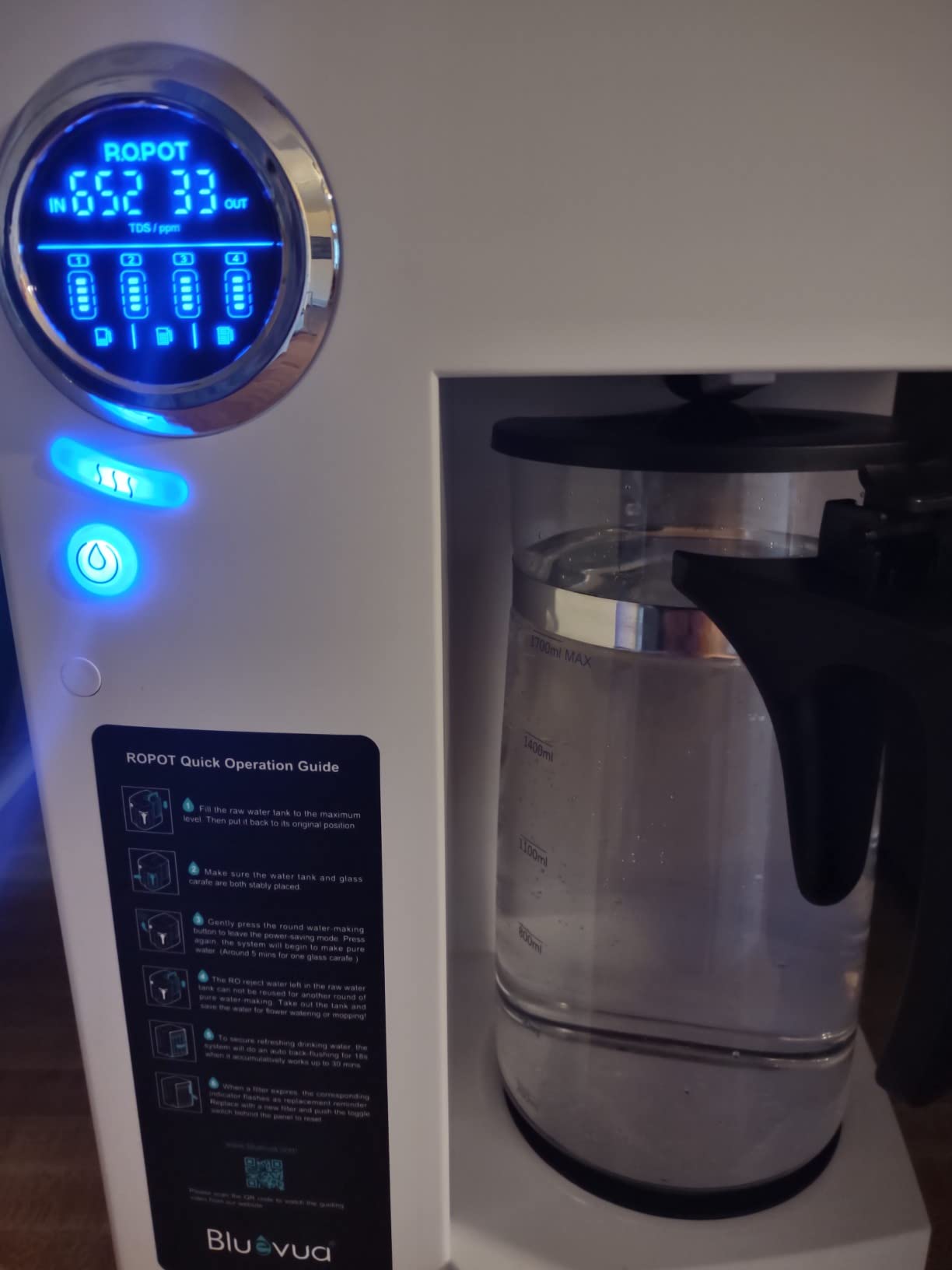 Bluevua RO100ROPOT Countertop Reverse Osmosis Water Filter System | Portable RO Filtration with Remineralization, WQA & NSF Certified customer photo 2