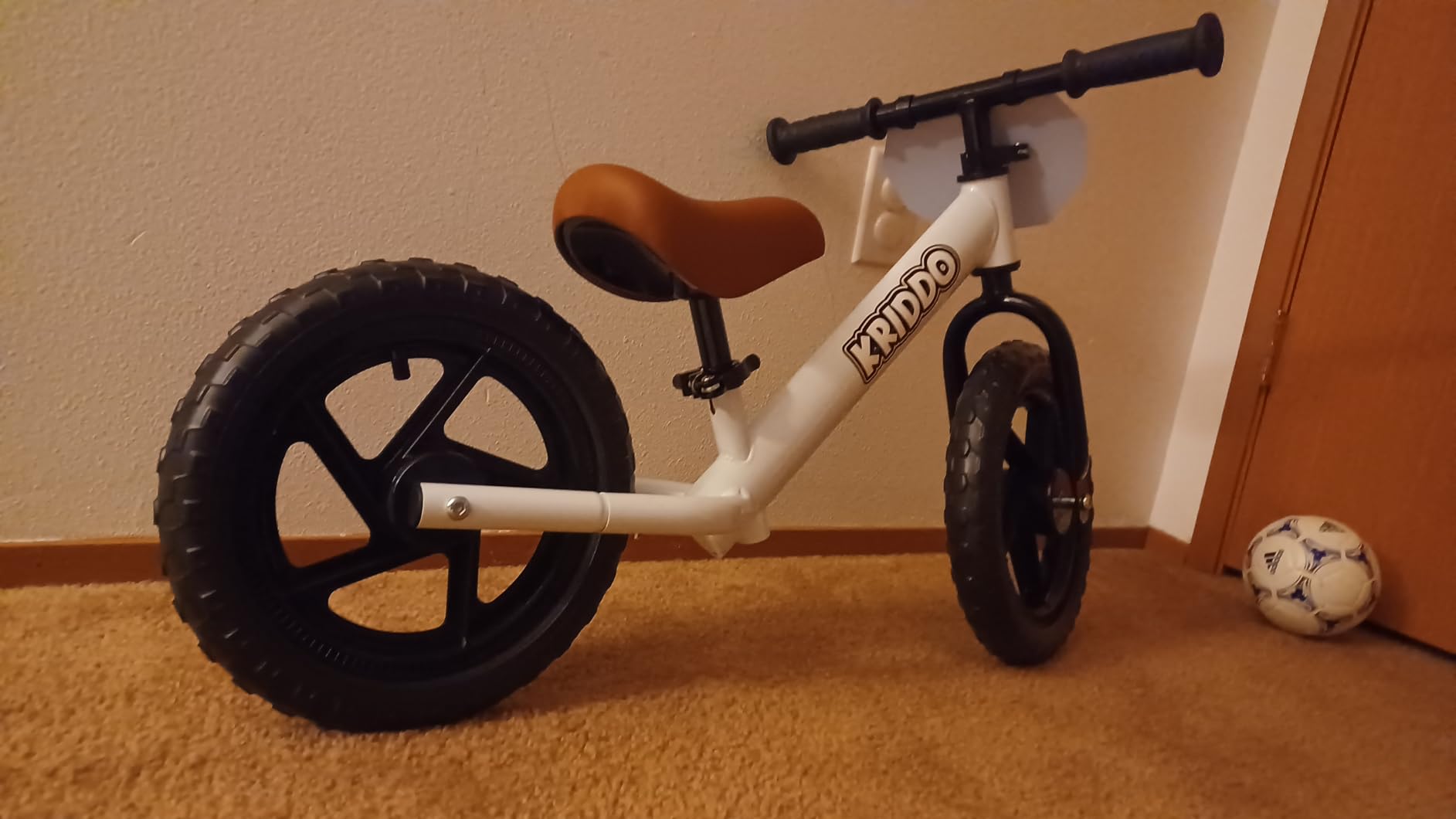KRIDDO Toddler Balance Bike 2 Year Old, Gift for 2-3 Boys Girls, Adjustable | 2 Year Old Boy Birthday Gift, Easy to Assemble, Personalized Plate with 3 Sticker Sets, White customer photo 1