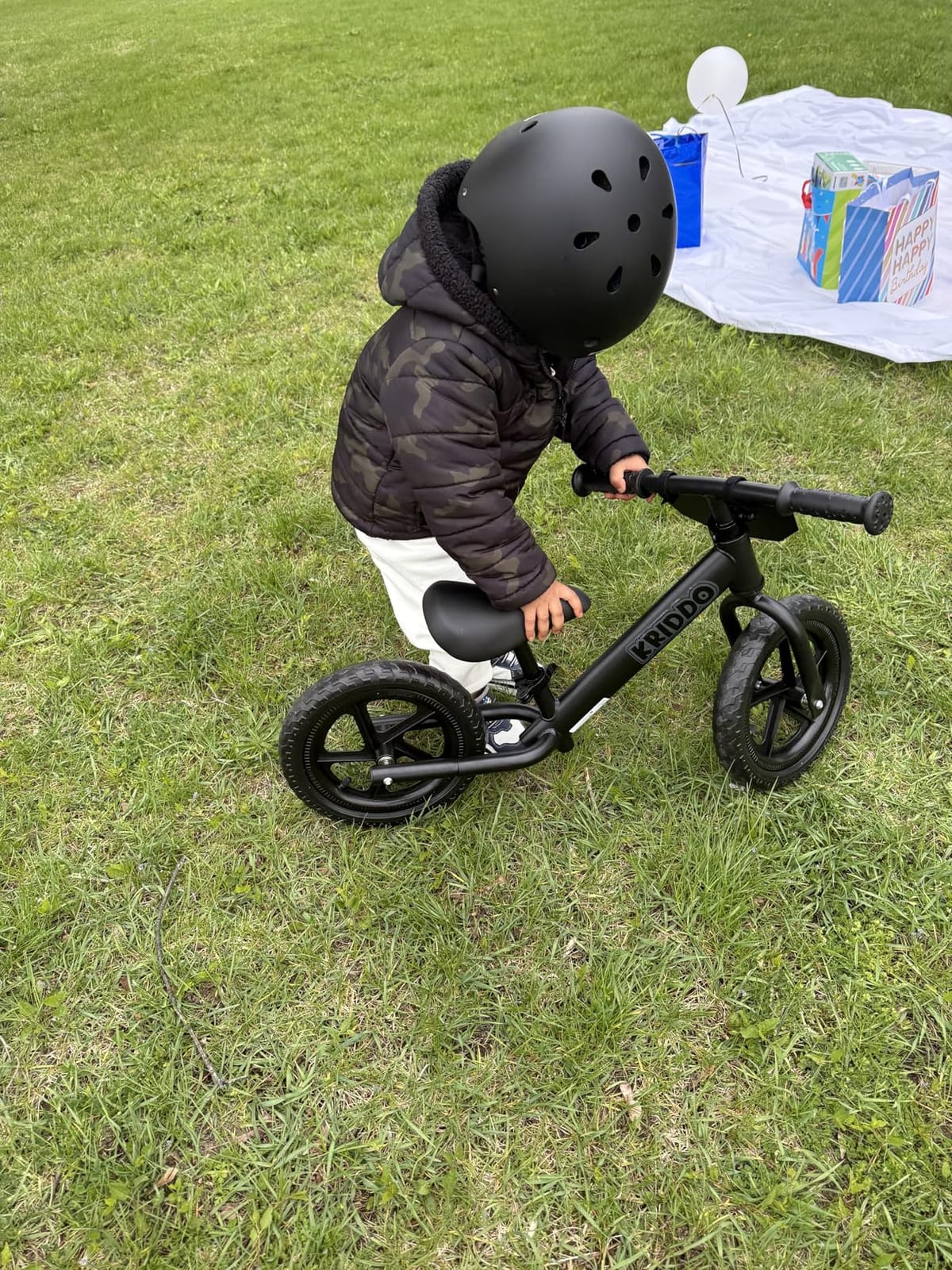 KRIDDO Toddler Balance Bike 2 Year Old, Gift for 2-3 Boys Girls, Adjustable | 2 Year Old Boy Birthday Gift, Easy to Assemble, Personalized Plate with 3 Sticker Sets, White customer photo 2