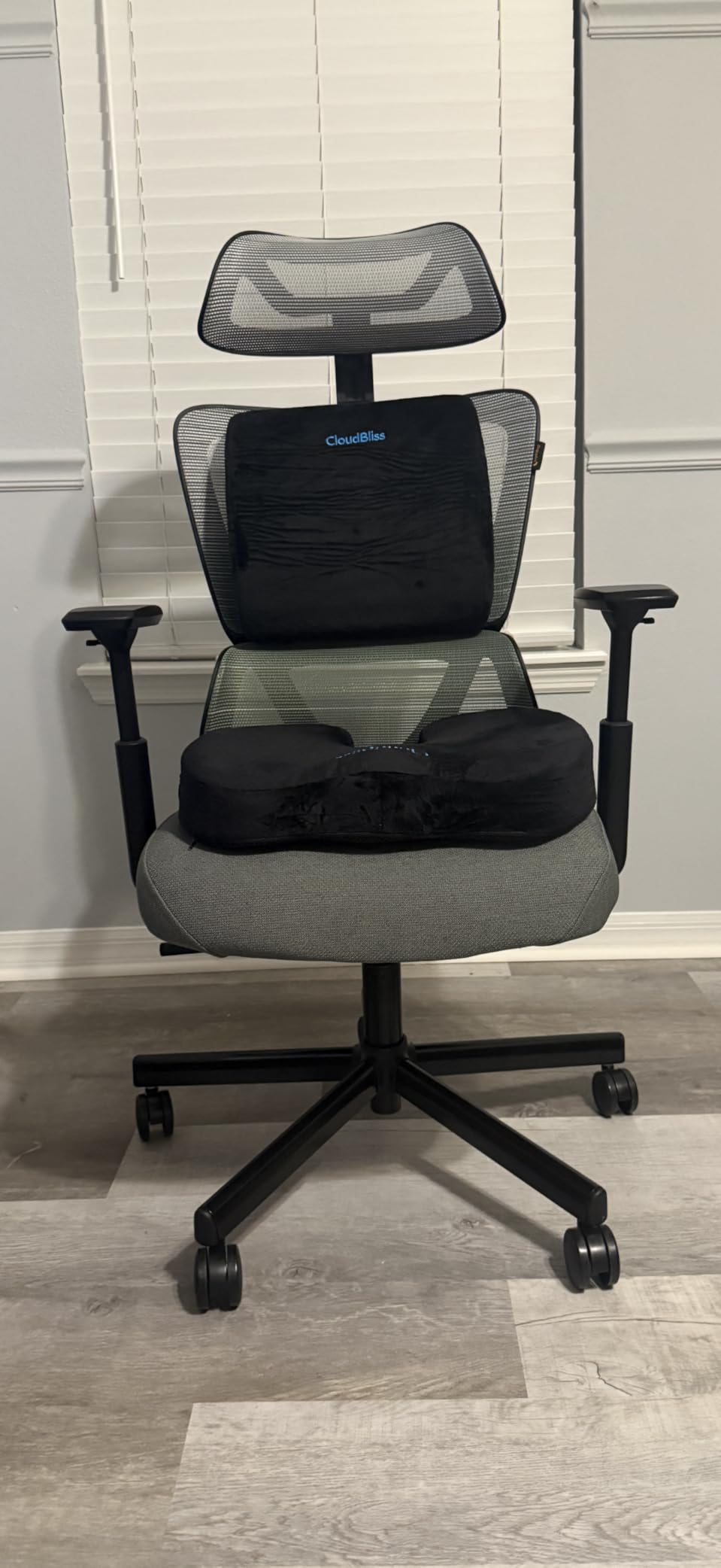 CloudBliss Ergonomic Seat Cushion & Lumbar Support Pillow Set, Black, Large | Back Pain, Sciatica Relief, Memory Foam Support, Adjustable Straps, Machine Washable Velvet, Perfect for Office, Car, Gaming customer photo 1