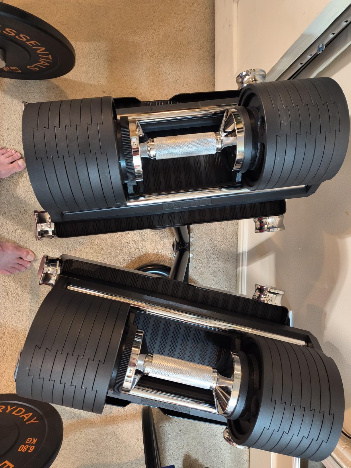 Snode AD80 Drop-proof Cast Iron Adjustable Dumbbells 80LBs | Knurled Chrome Handle, Fast Adjust, Compact Design, Durable Cast Iron Plates and Cradle, Heavy Weights Dumbbells Set for Home Gym customer photo 1