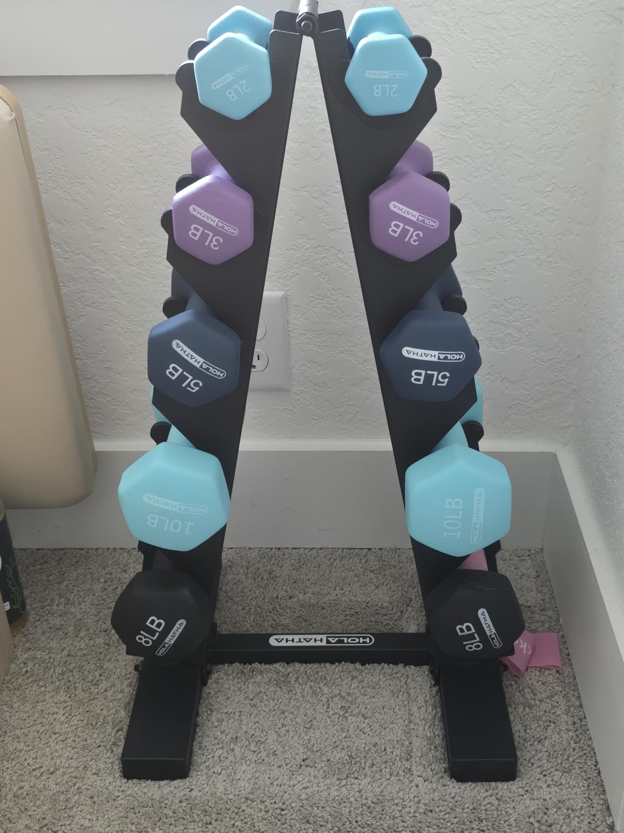 HolaHatha 1, 2 and 3 lb Neoprene Dumbbell Strength Training Weight Set with Rack customer photo 1