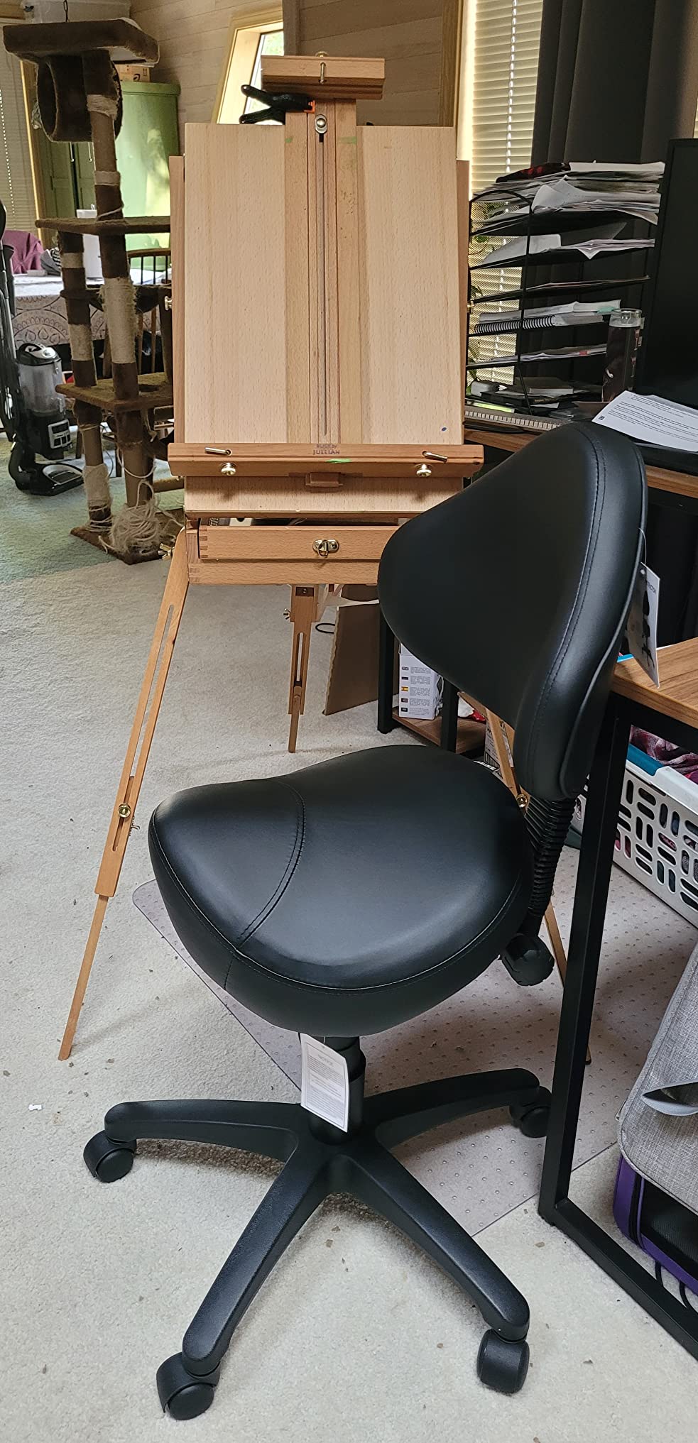 Ergonomic Saddle Chair with Back Support, Adjustable Rolling Stool customer photo 1