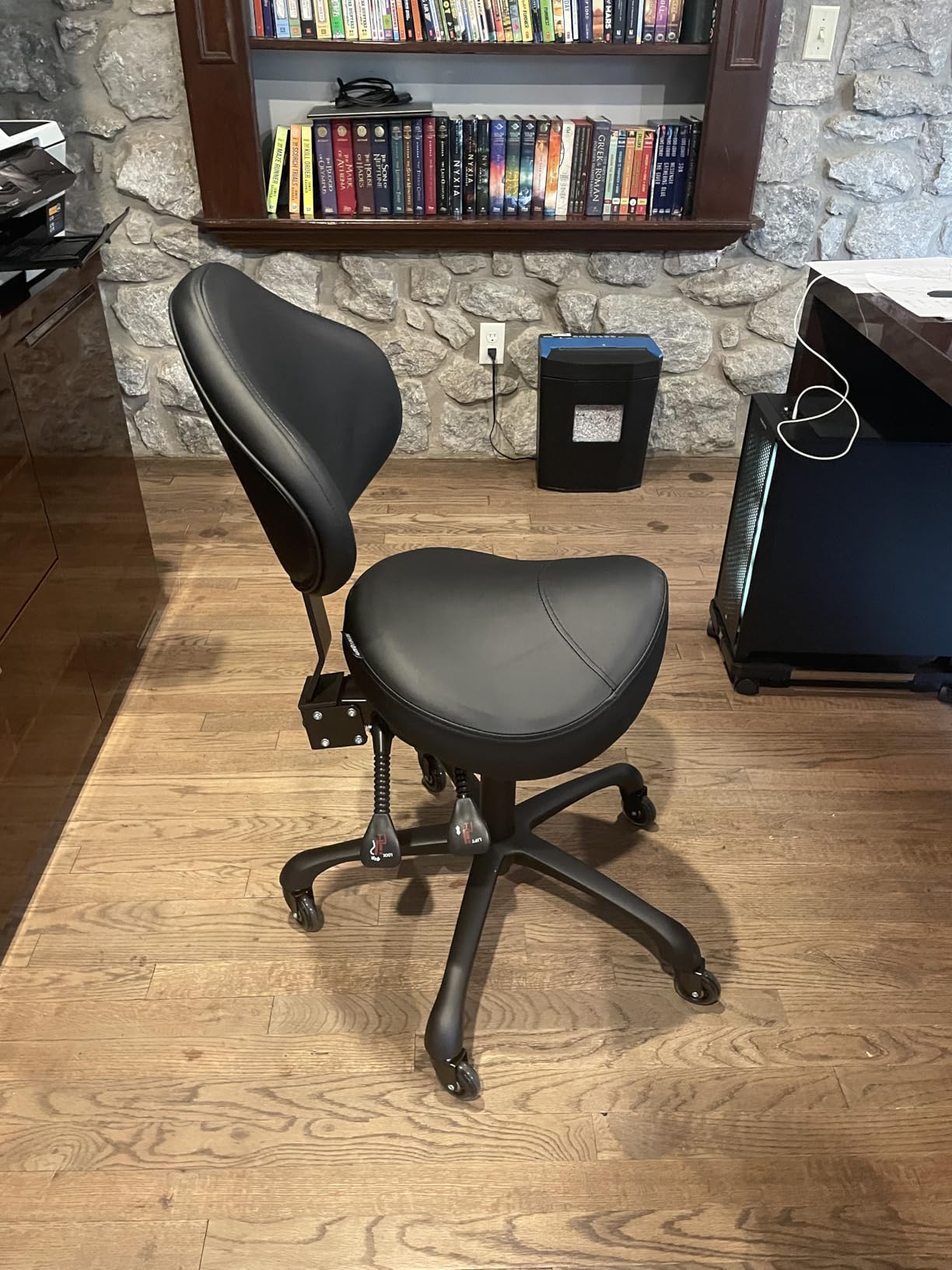 Ergonomic Saddle Chair with Back Support, Adjustable Rolling Stool customer photo 2