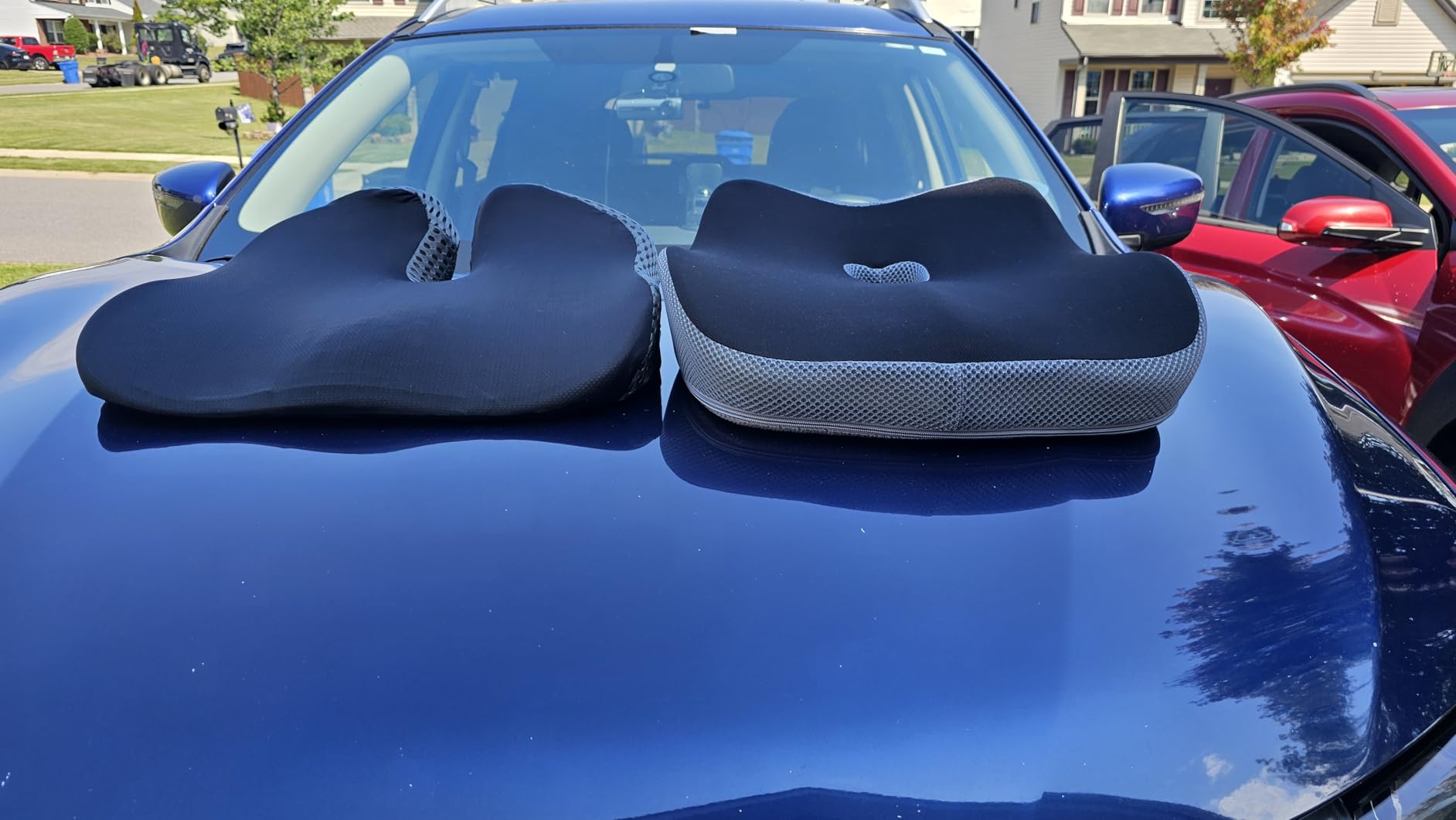 Allaboutsla Car Seat Cushion and Lumbar Back Support Pillow Set for Driving | Memory Foam Car Seat Cushions, Back Support for Car, Car Cushion for Height, Pressure Relief for Trucks, Office Chairs, Black customer photo 2