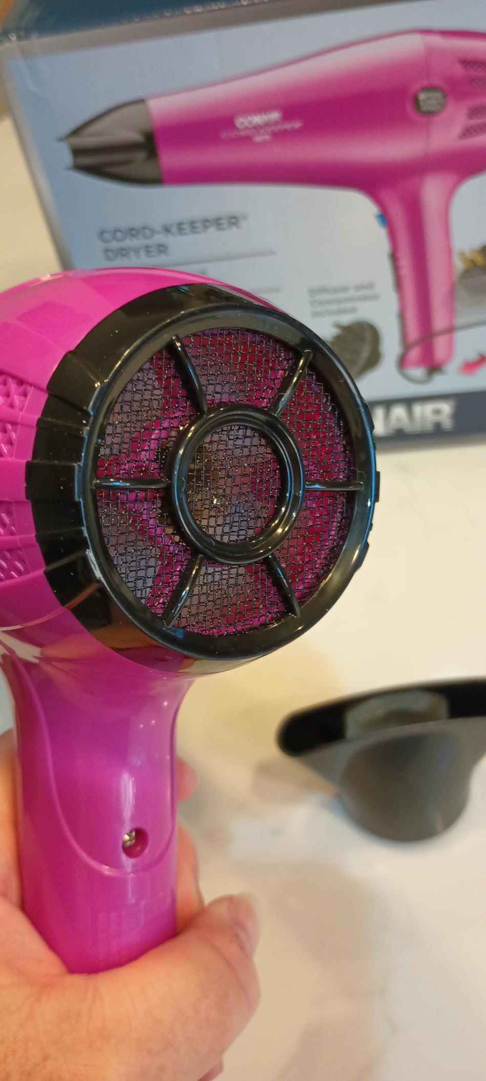 Conair Hair Dryer with Diffuser and Concentrator, 1875W, Pink customer photo 1