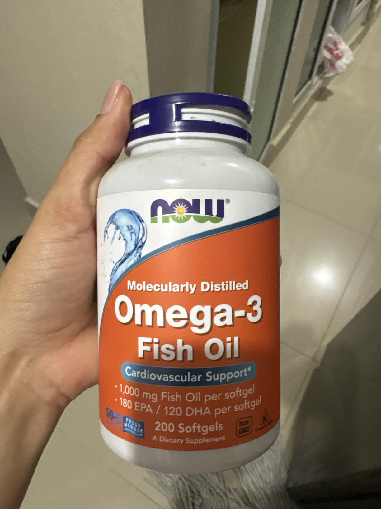 NOW Foods Supplements, Omega-3 180 EPA / 120 DHA, Molecularly Distilled, Cardiovascular Support*, 200 Softgels customer photo 1