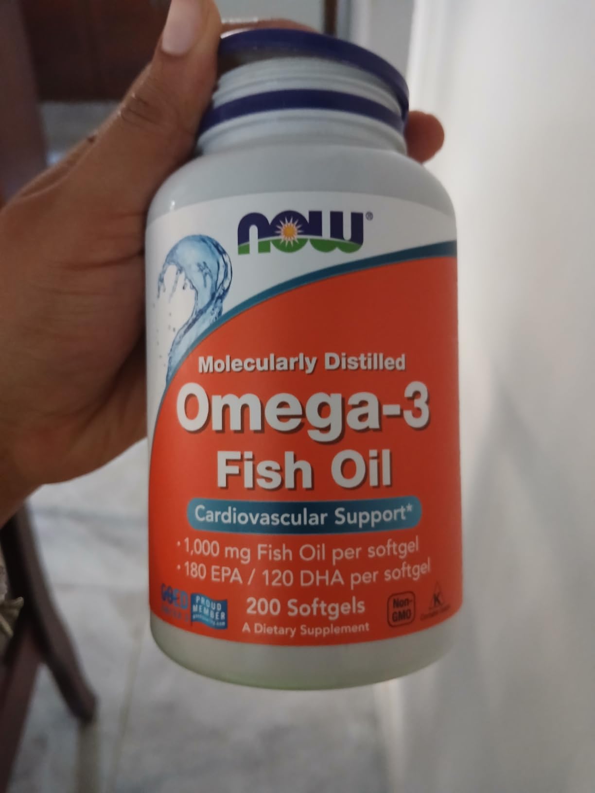 NOW Foods Supplements, Omega-3 180 EPA / 120 DHA, Molecularly Distilled, Cardiovascular Support*, 200 Softgels customer photo 2