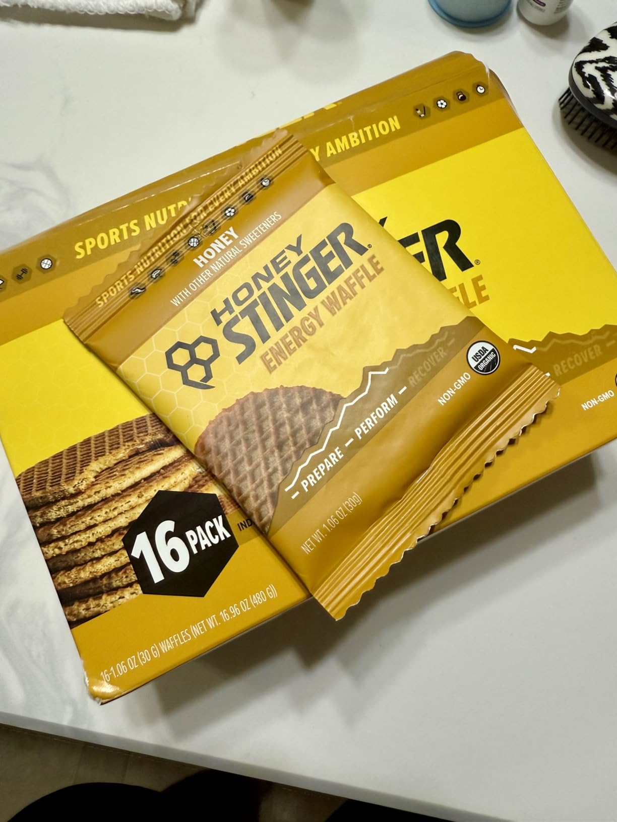 Honey Stinger Organic Honey Waffle, Energy Stroopwafel for Exercise, Endurance and Performance, Sports Nutrition for Home & Gym, Pre and Post Workout, 16.96 Ounces (Pack of 16) customer photo 2