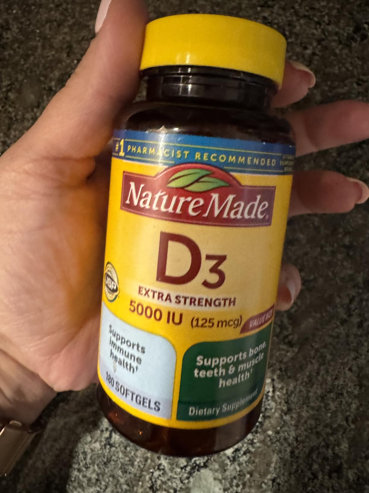 Nature Made Vitamin D3 5000 IU (125 mcg), 180 Vitamin D Softgels customer photo 1