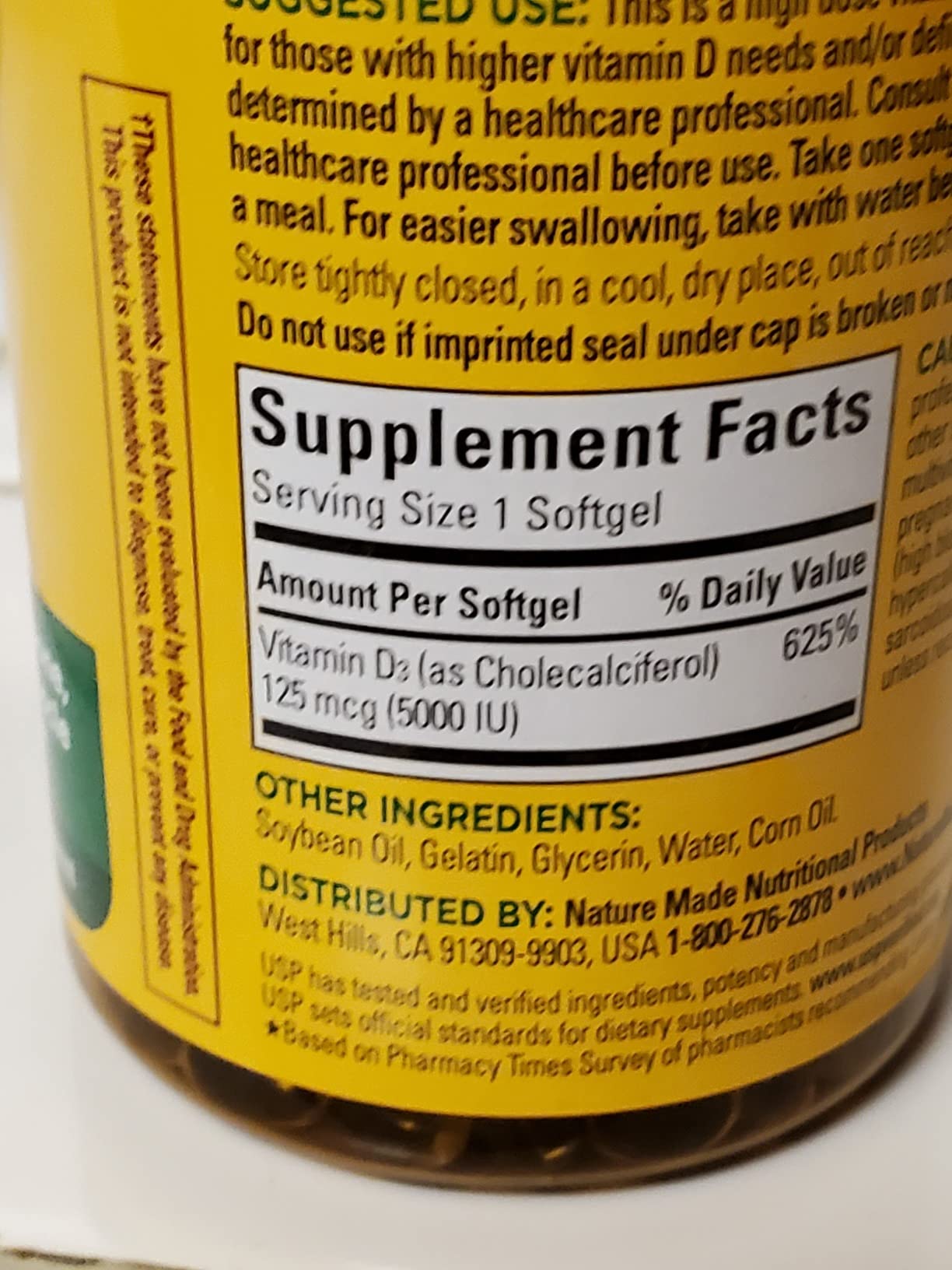 Nature Made Vitamin D3 5000 IU (125 mcg), 180 Vitamin D Softgels customer photo 2