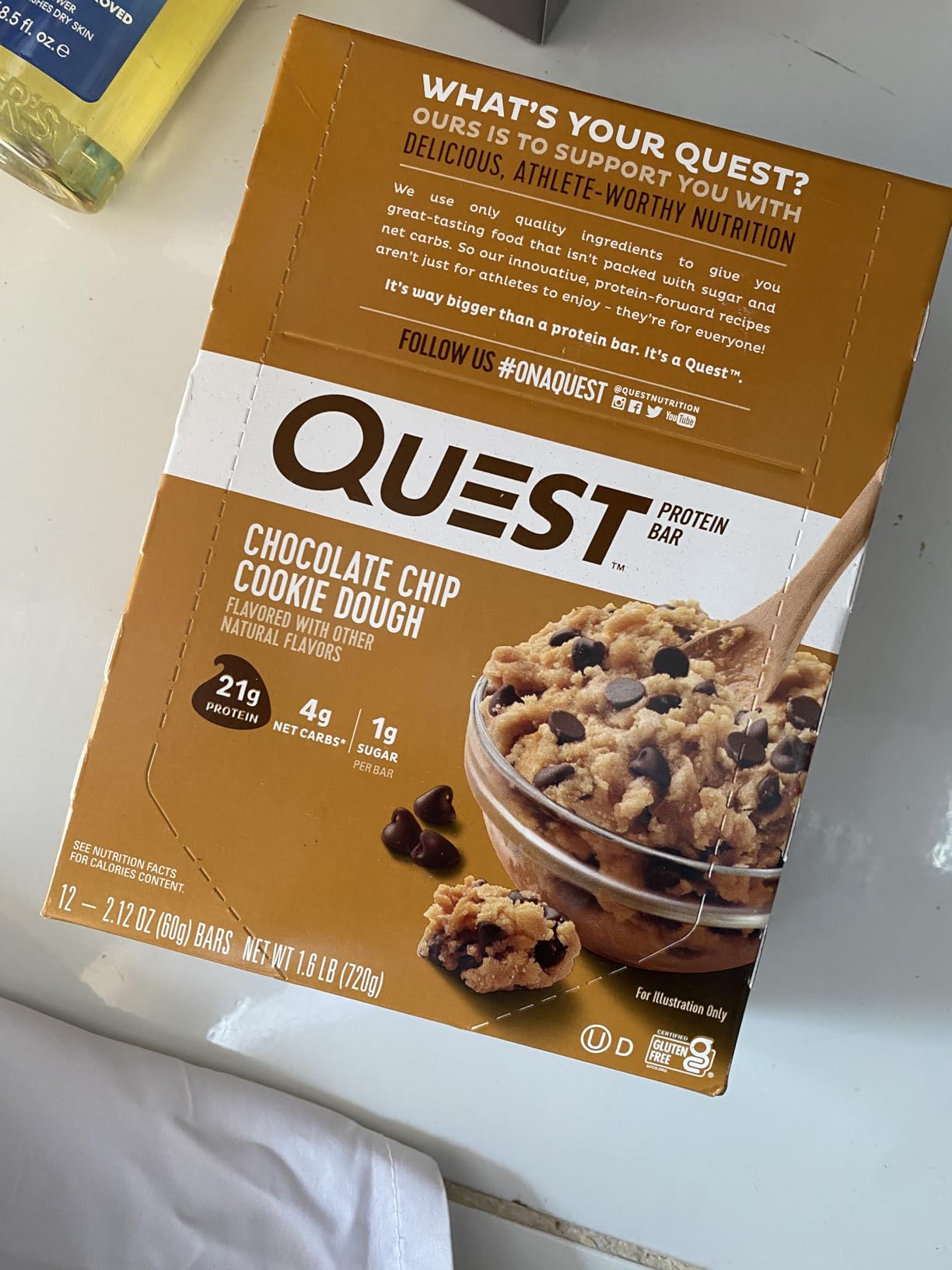 Quest Nutrition Chocolate Chip Cookie Dough Protein Bars, High Protein, Low Carb, Gluten Free, Keto Friendly, 12 Count customer photo 2