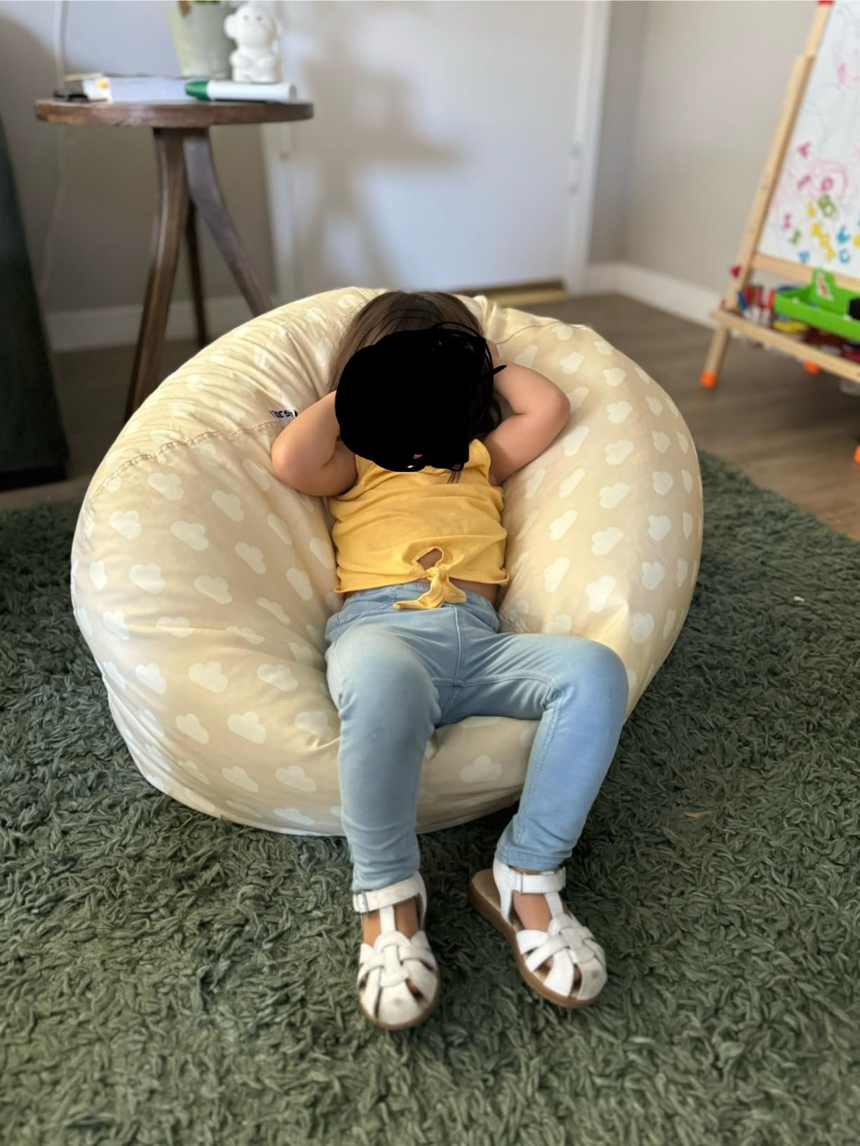 Big Joe Classic Bean Bag Chair for Kids Bedroom and Reading Nook, Easy-Clean Spicy Lime, Durable Nylon Polyester Blend, 2 feet Refillable customer photo 2