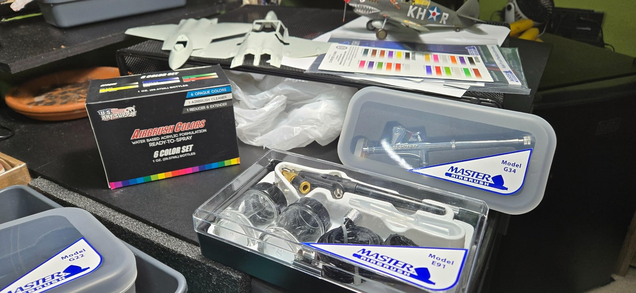 Master Airbrush Cool Runner II Air Brush Kit with Air Compressor Dual Fan | 3 Airbrushes, 6 Color Acrylic Paint Set, Hose, Brushes & Learning Guide Manual for Crafts, Auto, Tattoo & Model Painting customer photo 2