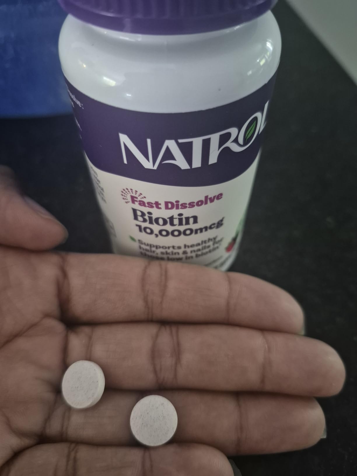 Natrol Biotin 10000mcg, 4X Faster Dissolve Supplement for Healthy Hair, Skin and Nails for Those Low in Biotin, Plus Energy Metabolism Support, 60 Tablets, Up to a 60 Day Supply customer photo 2