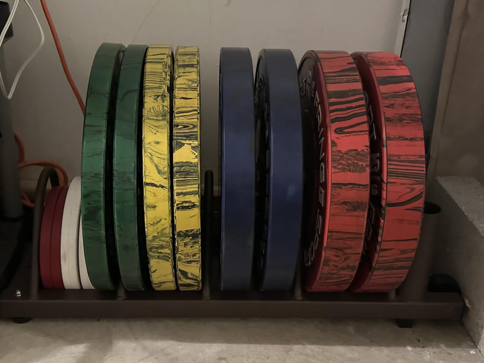 Steelbody Horizontal Plate and Olympic Bar Rack Organizer with Steel Frame and Transport Wheels STB-0130, brown 41”L x 11”W x 9.5”H customer photo 1