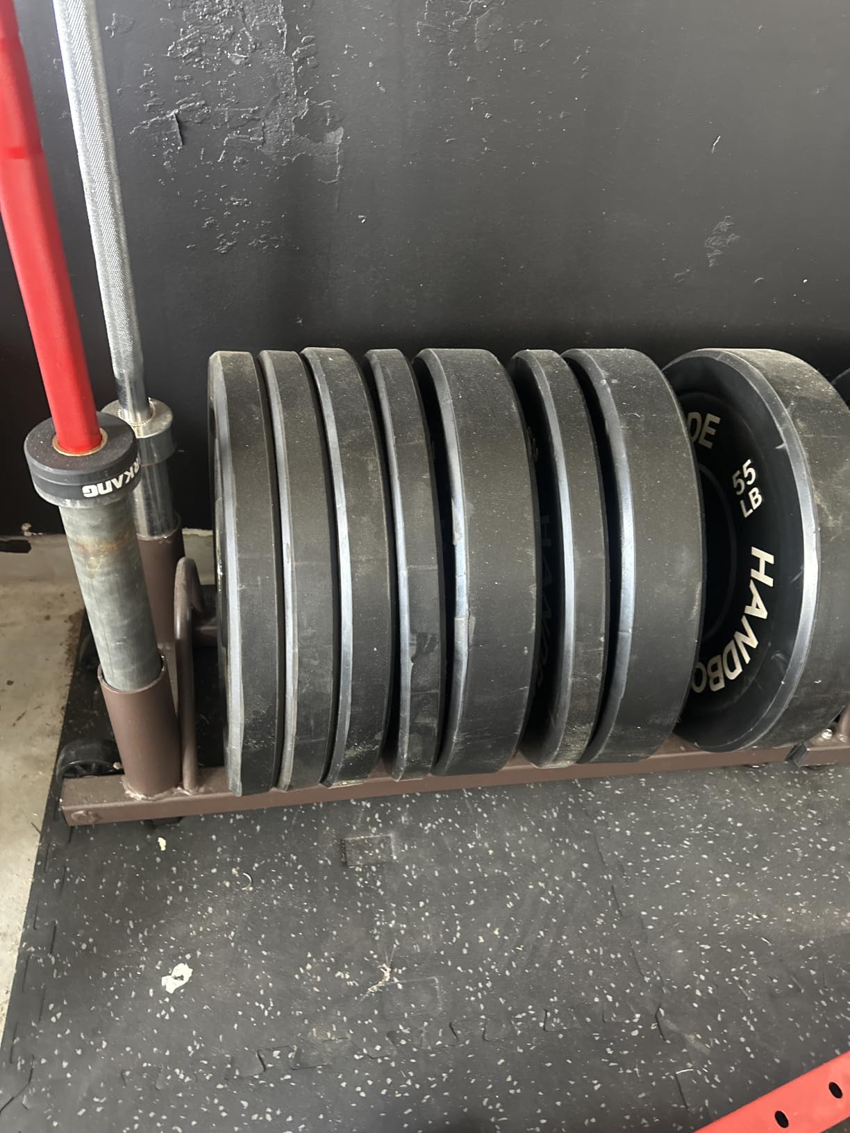 Steelbody Horizontal Plate and Olympic Bar Rack Organizer with Steel Frame and Transport Wheels STB-0130, brown 41”L x 11”W x 9.5”H customer photo 2