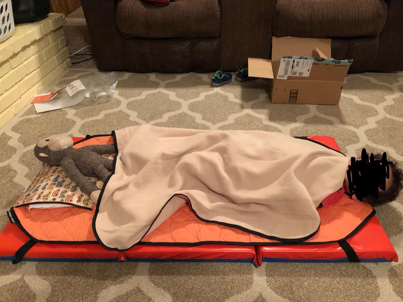 ECR4Kids Premium Folding Rest Mat, 3-Section, 2in, Sleeping Pad, Blue/Red customer photo 2