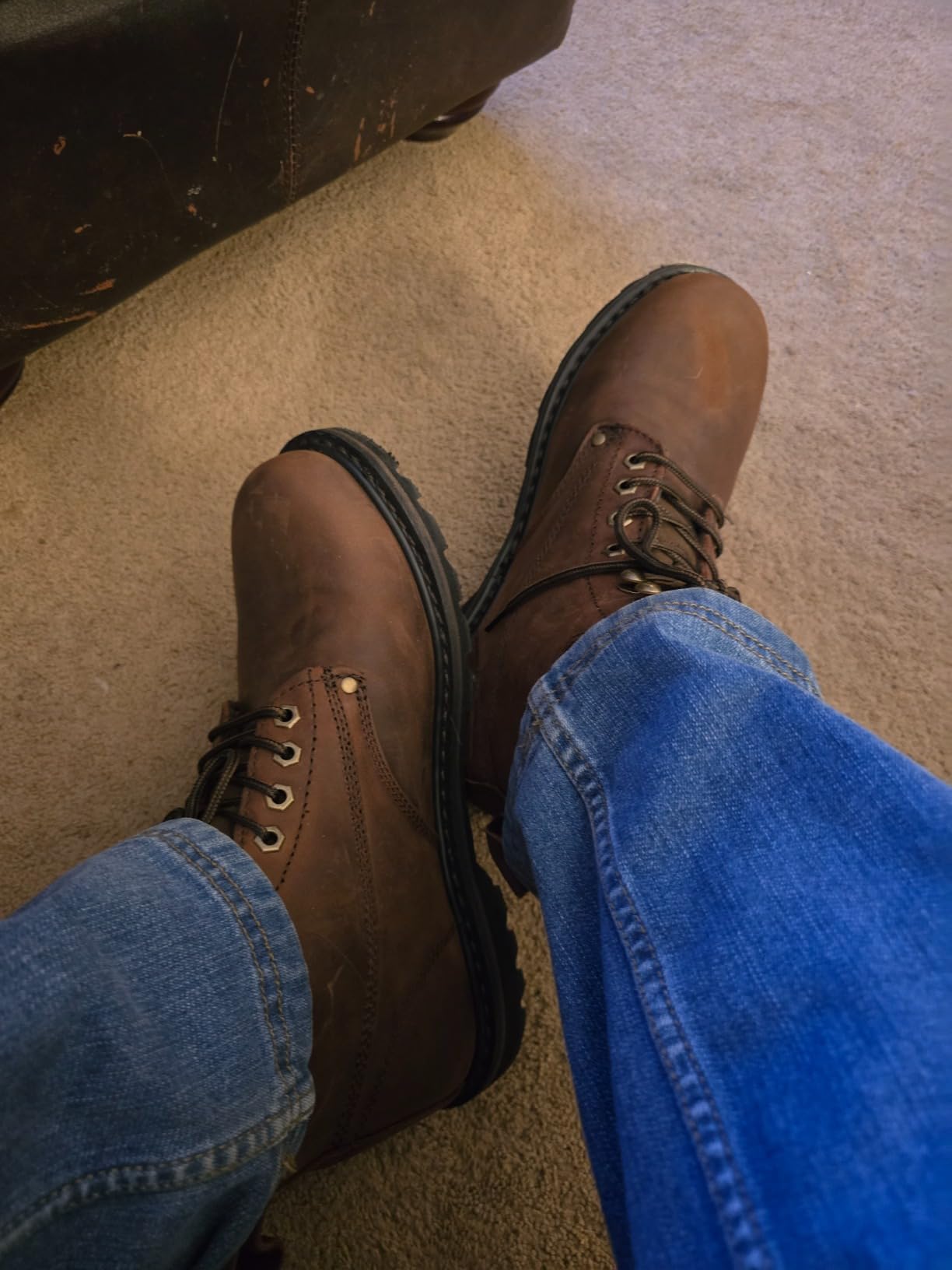 Work Boots for Men Soft Toe – 6inch Leather Boots for Construction Rubber Sole Working botas de trabajo para hombre, “Tank” Workboots customer photo 2