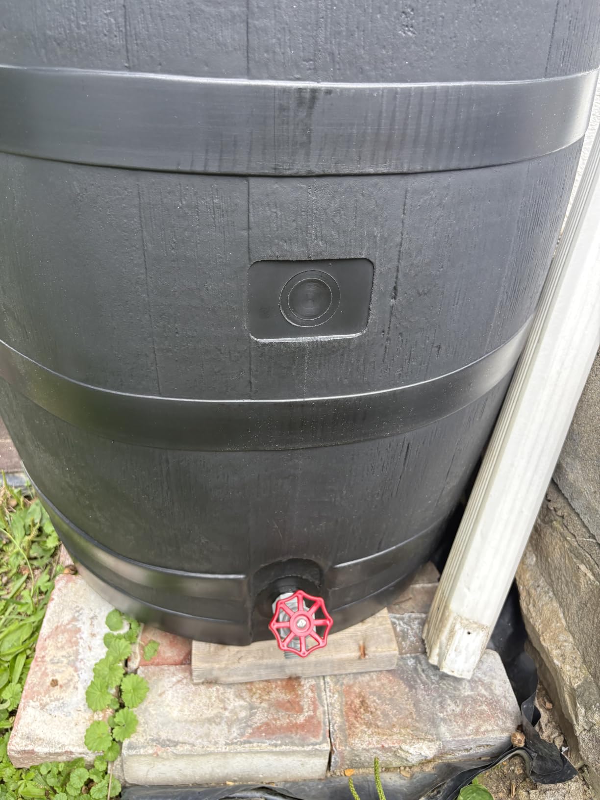 RTS Home Accents 50-Gallon ECO Rain Barrel Made with 100% Recycled Plastic, Flat Back Rain Water Collection Barrel, Black customer photo 2