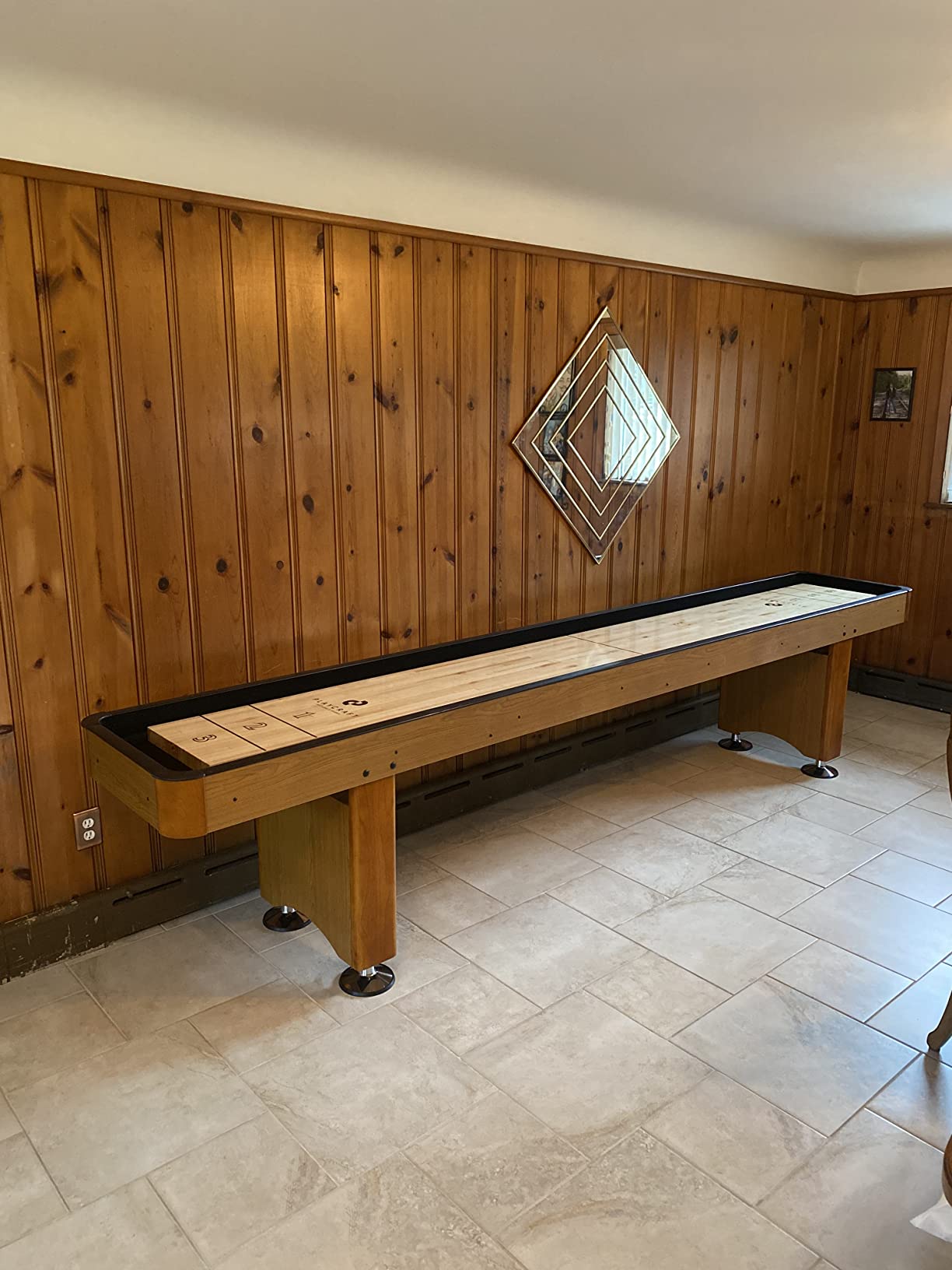 Playcraft Woodbridge Shuffleboard Table with Storage Cabinet - Shuffle Board Game Table Set with Matching Abacus, 8 Pucks, Brush & *Wax (*Made in USA) - Pro Style Climate Adjusters customer photo 1
