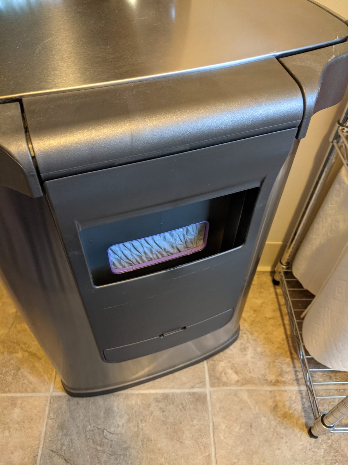 simplehuman 45 Liter / 12 Gallon Semi-Round Automatic Sensor Trash Can, Brushed Stainless Steel customer photo 1
