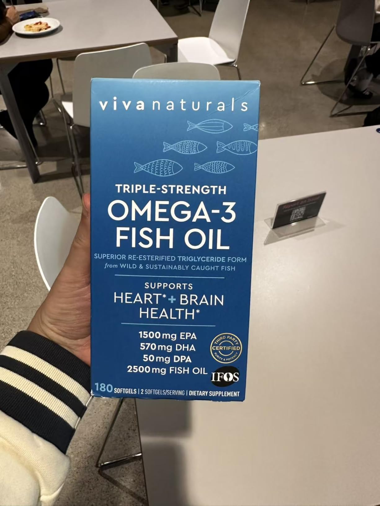 Viva Naturals Omega 3 Fish Oil Supplement for Women and Men - 2500 mg Triple Strength Fish Oil per Serving with Omega 3 Fatty Acids Including EPA, DHA DPA - 180 Pescatarian-Friendly Softgels customer photo 1