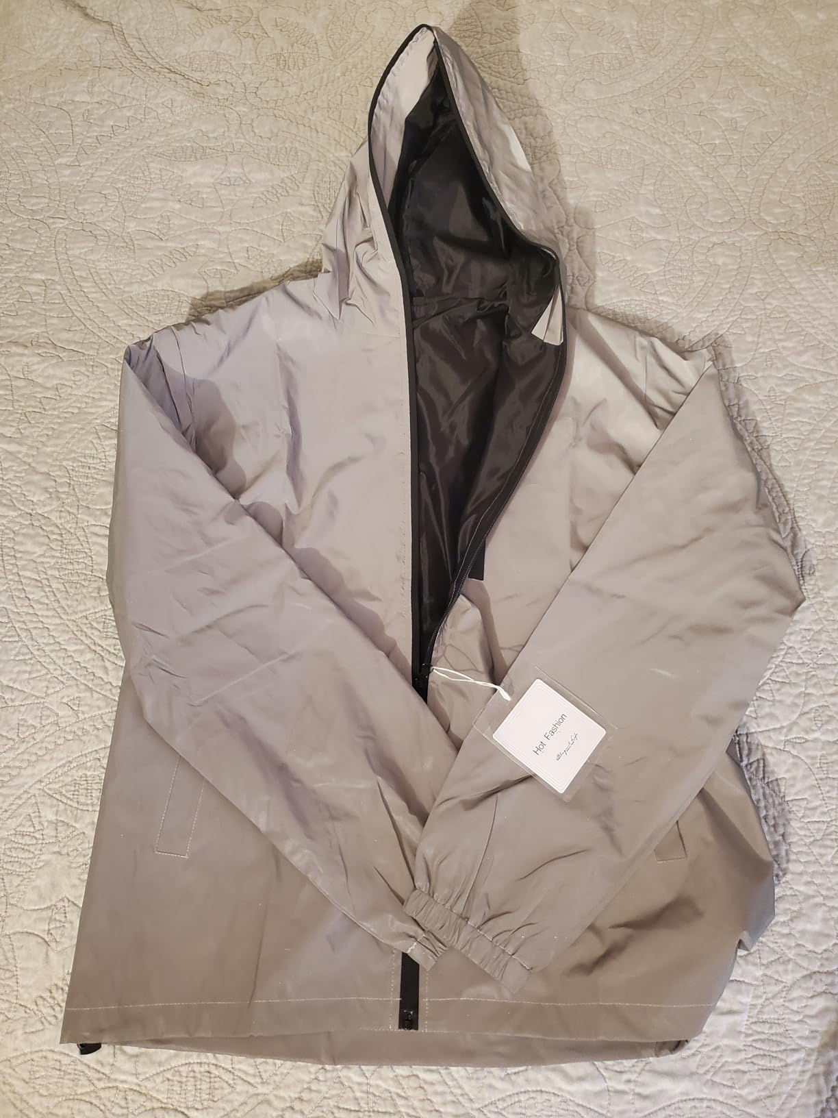 Men Reflective Coat Hooded Windbreaker Running Pocket Jacket customer photo 2
