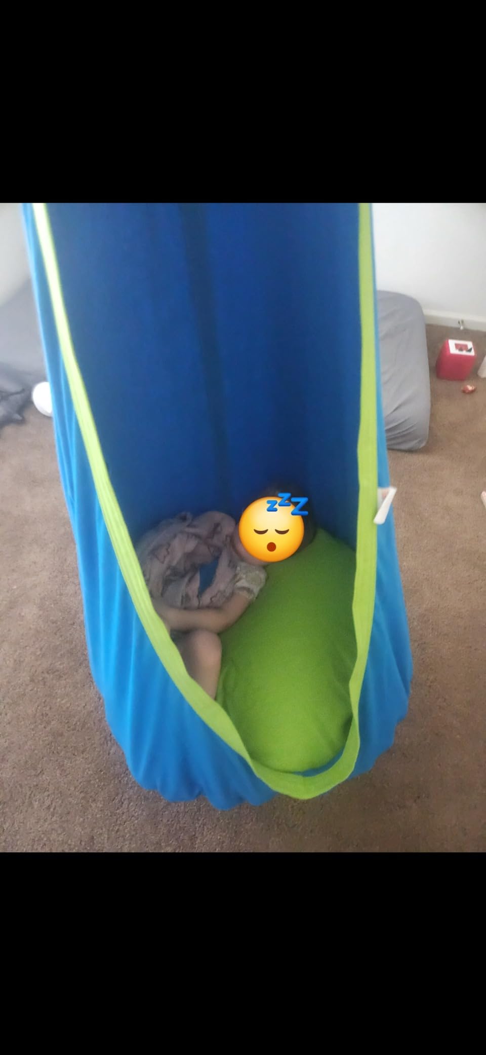 OUTREE Kids Pod Swing Seat, Cotton Child Hammock Swing Chair, Sensory Swing for Indoor and Outdoor Use, Blue customer photo 2