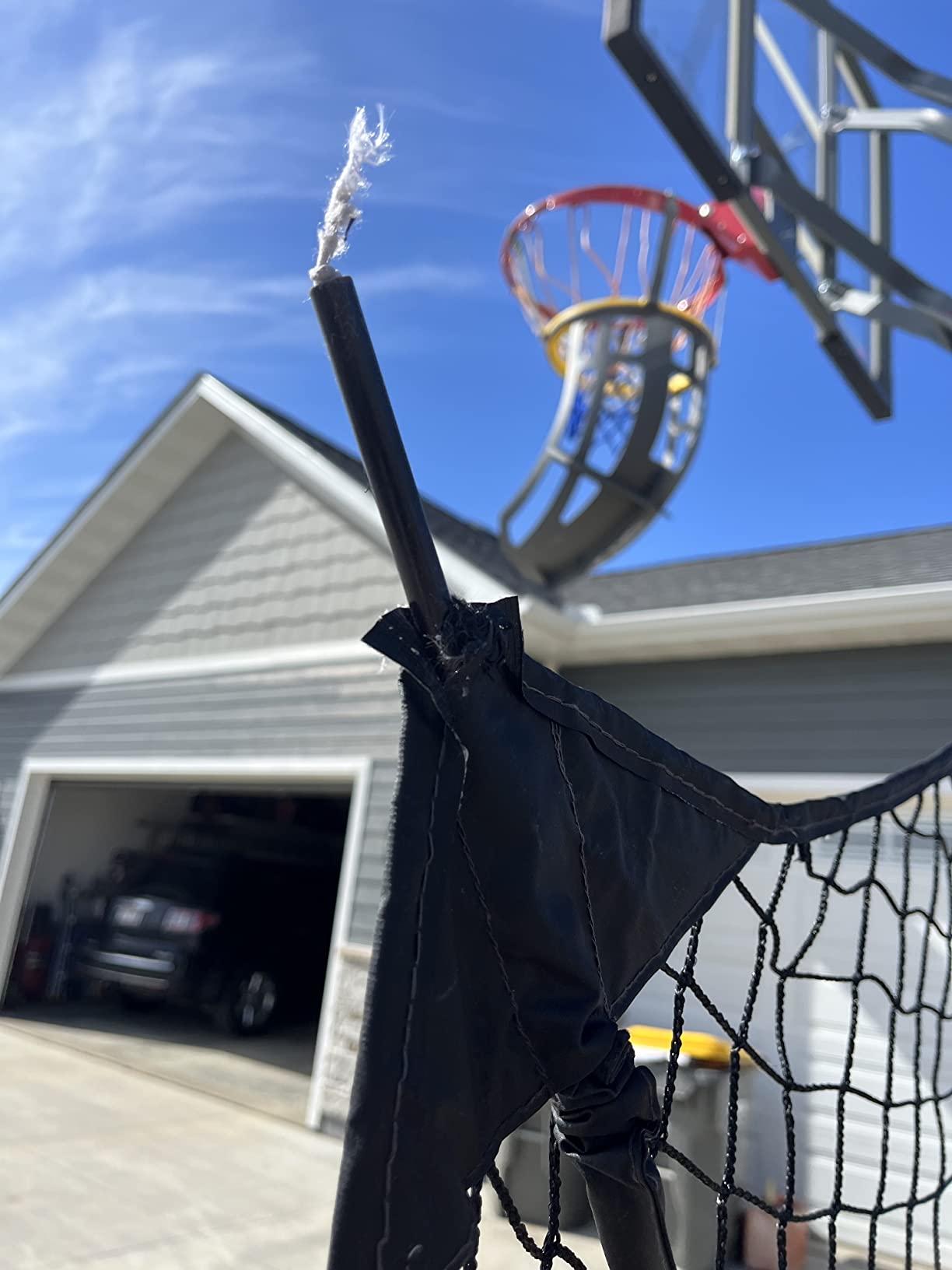 Silverback Basketball Yard Guard Defensive Net System Rebounder with Foldable Net and Arms into Pole, White/Black, Large customer photo 2