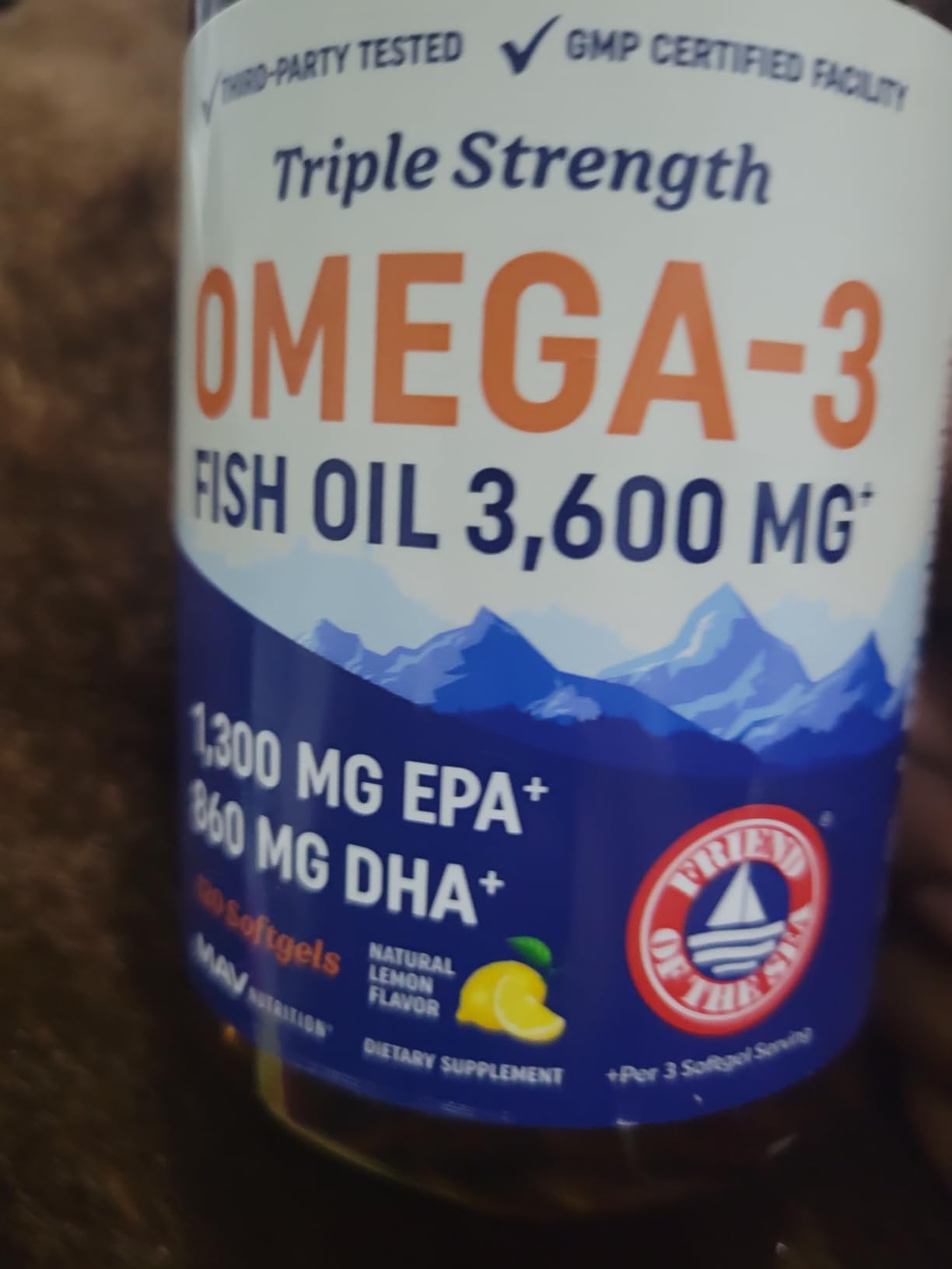 Triple Strength Omega 3 Fish Oil 3600 mg, EPA & DHA, Over 2100mg Omega-3 customer photo 1