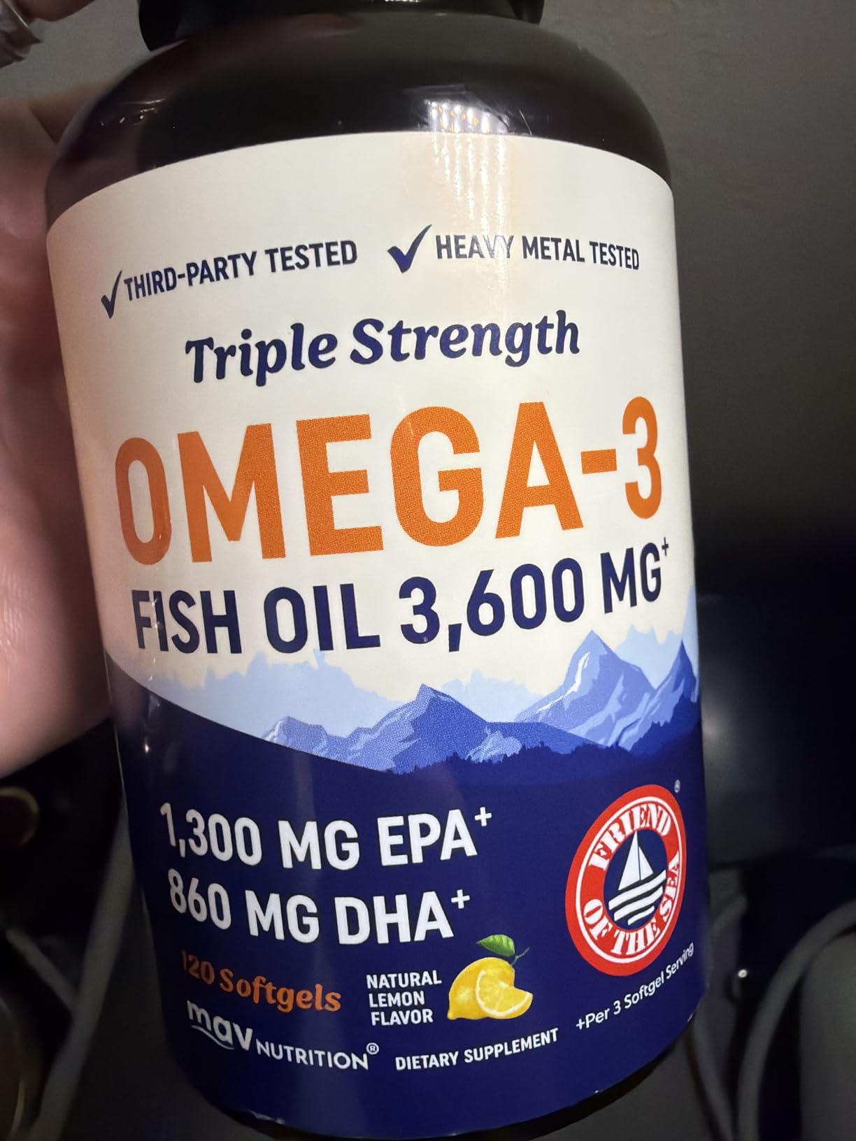 Triple Strength Omega 3 Fish Oil 3600 mg, EPA & DHA, Over 2100mg Omega-3 customer photo 2
