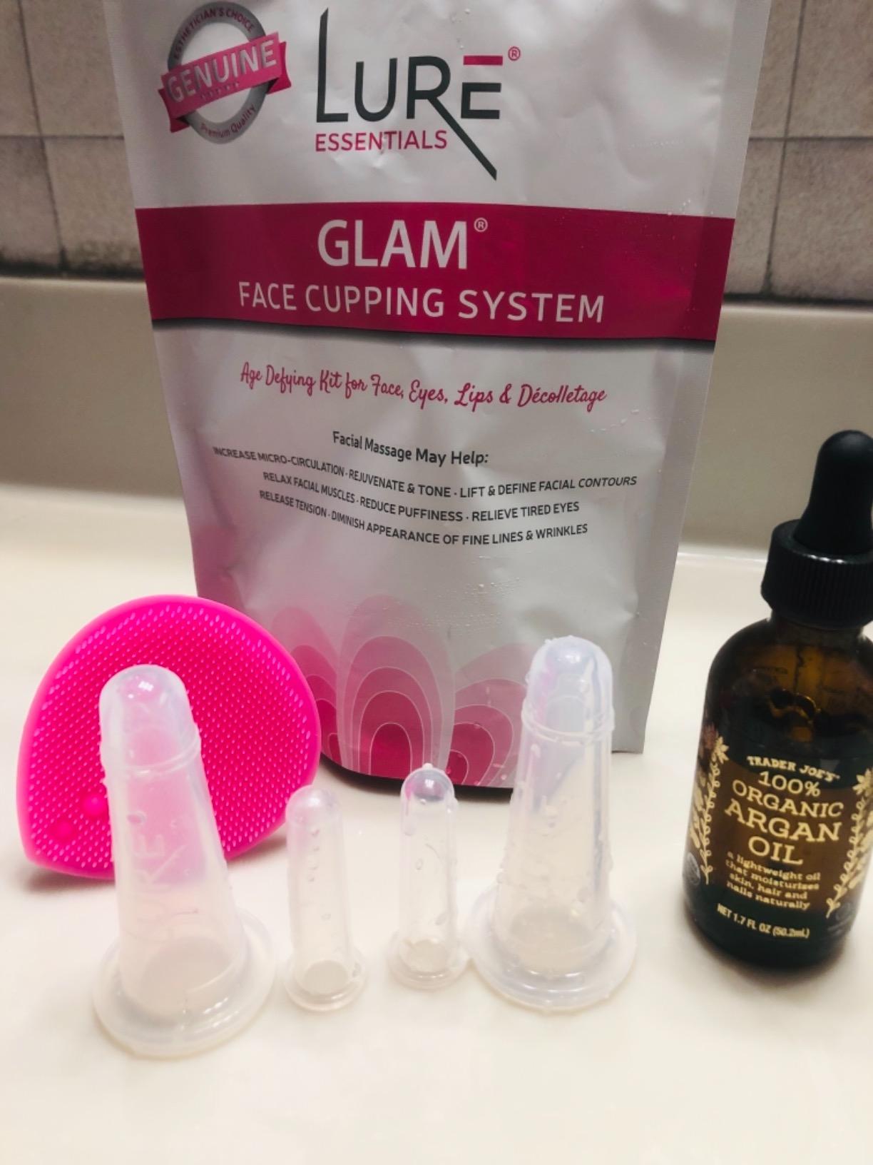 Glam Facial Face Cupping Set, Cupping Therapy Sets (GLAM - Pink) - Massage Kit with Silicone Cleansing Brush customer photo 1
