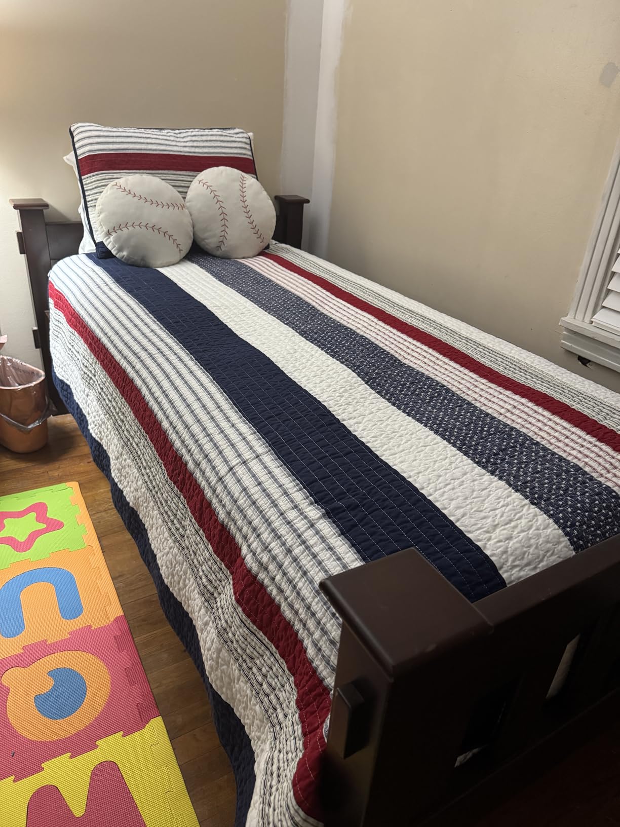 Cozy Line Home Fashions Benjamin Cute Dinosaur Plaid Navy Blue White Grey Bedding Quilt Set 100% Cotton Reversible Coverlet Bedspread Set for Kids Boy(Twin - 2 piece) customer photo 2