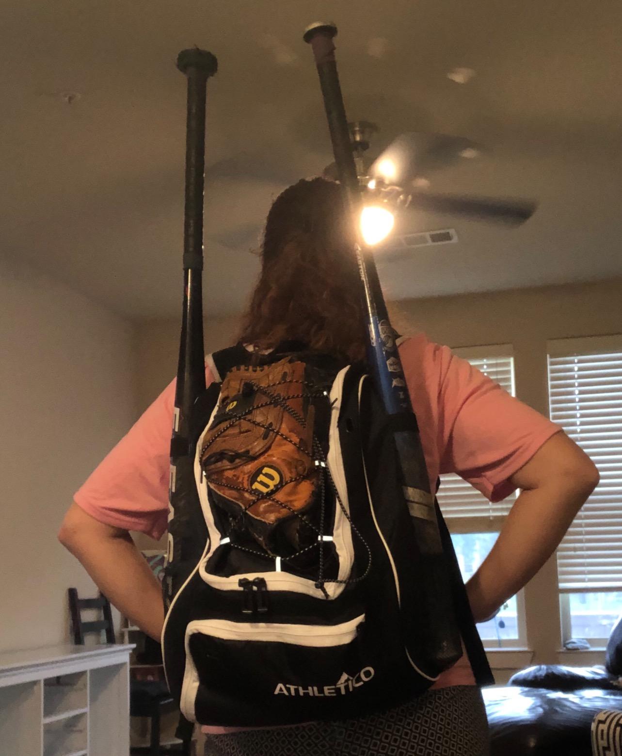 Athletico Baseball Bat Bag - Backpack for Baseball, T-Ball & Softball Equipment & Gear for Youth and Adults | Holds Bat, Helmet, Glove, & Shoes |Shoe Compartment & Fence Hook customer photo 2