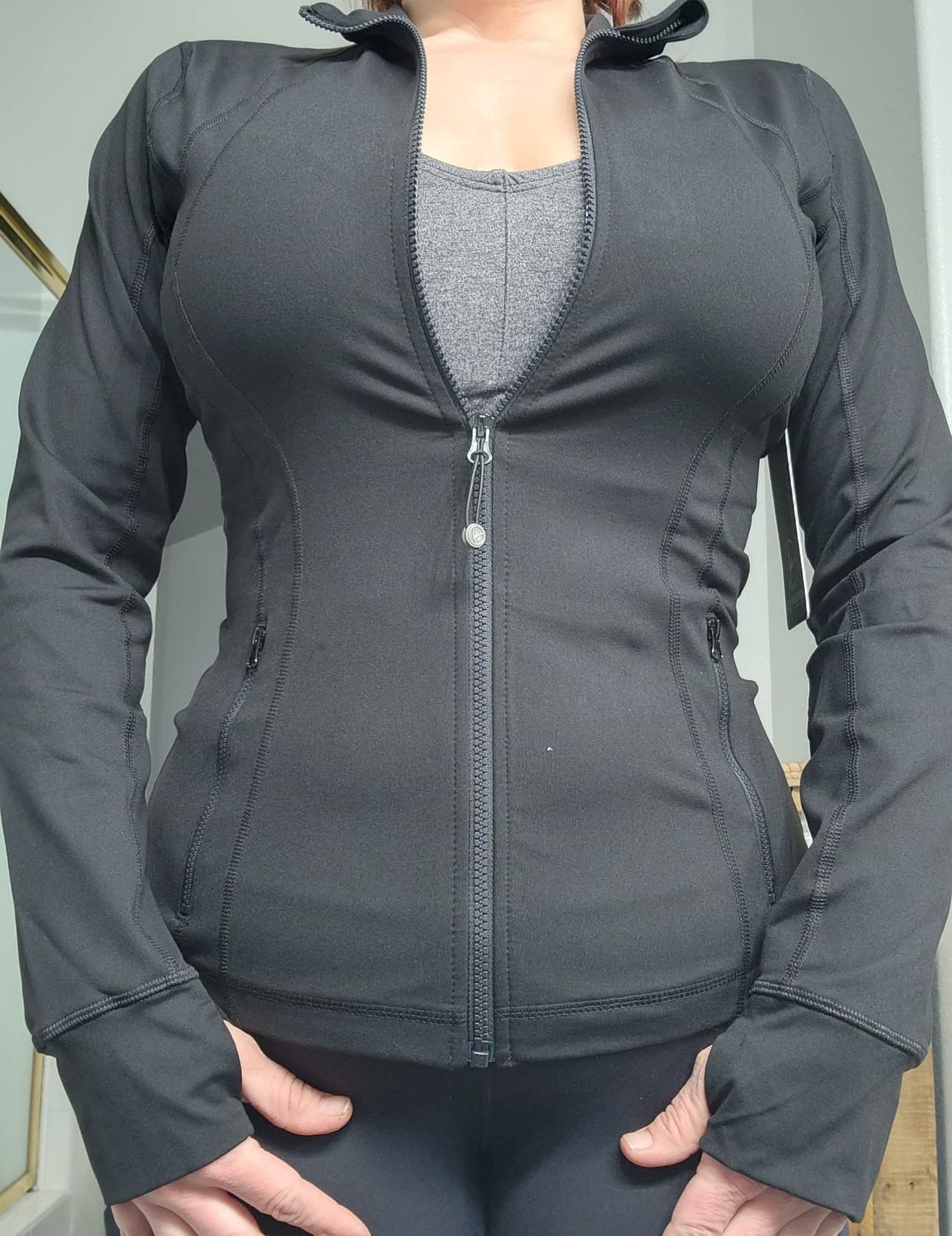 90 Degree By Reflex Full Zip Running Track Jacket Lightweight Athletic Slim Fit Jacket with Thumbholes customer photo 1