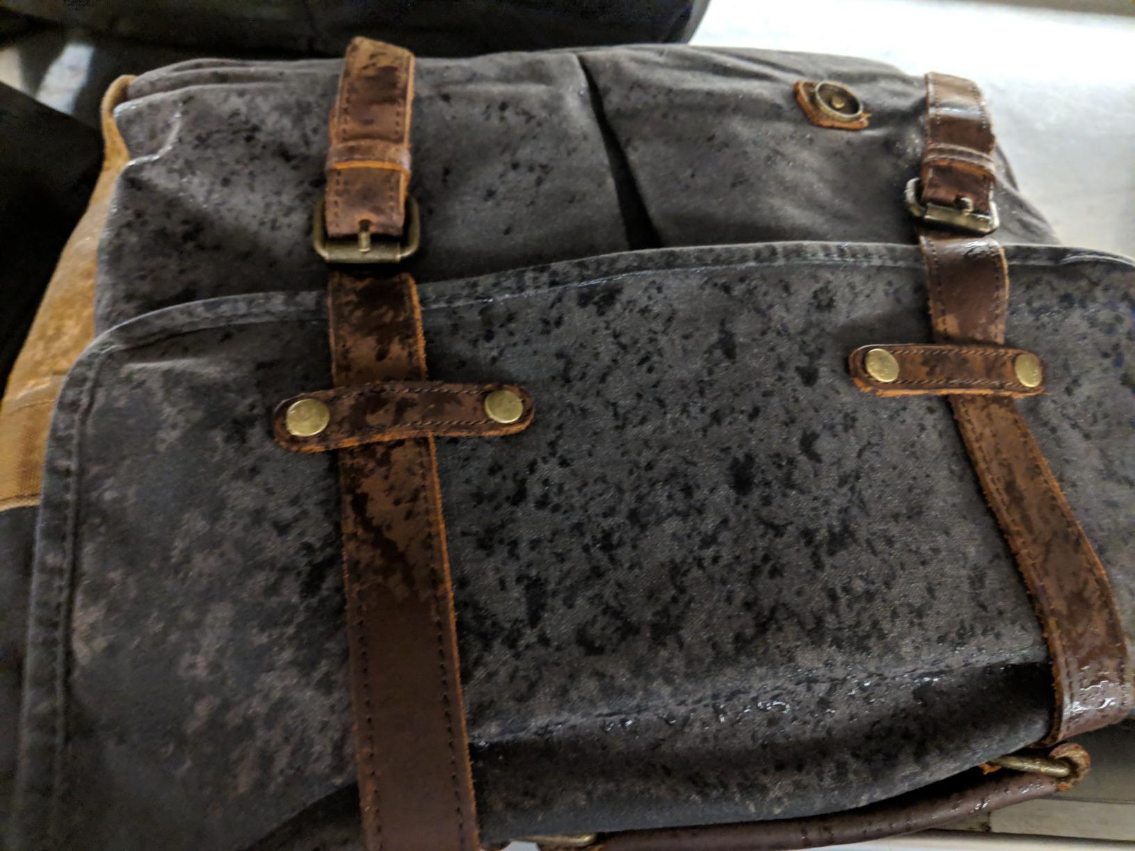 NEWHEY Mens Messenger Bag 15.6 Inch Business Office Work Briefcase Brown - Waterproof, Vintage Genuine Leather, Waxed Canvas, Large Satchel Shoulder Bag, Rugged Leather Computer Laptop Bag customer photo 2