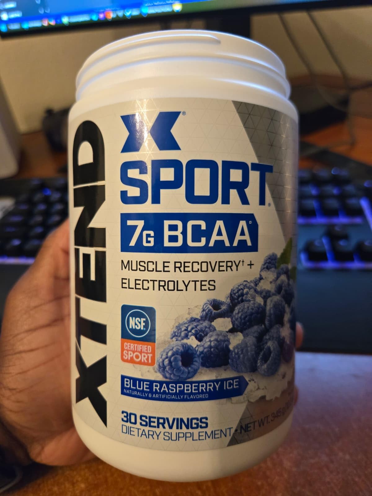 XTEND Sport BCAA Powder Blue Raspberry Ice - Electrolyte Powder for Recovery & Hydration with Amino Acids - 30 Servings customer photo 2