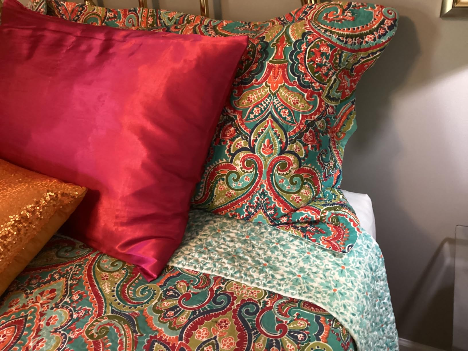 NEWLAKE Cotton Bedspread Quilt Sets-Reversible Patchwork Coverlet Set, European Gorgeous Floral Pattern, King Size customer photo 1
